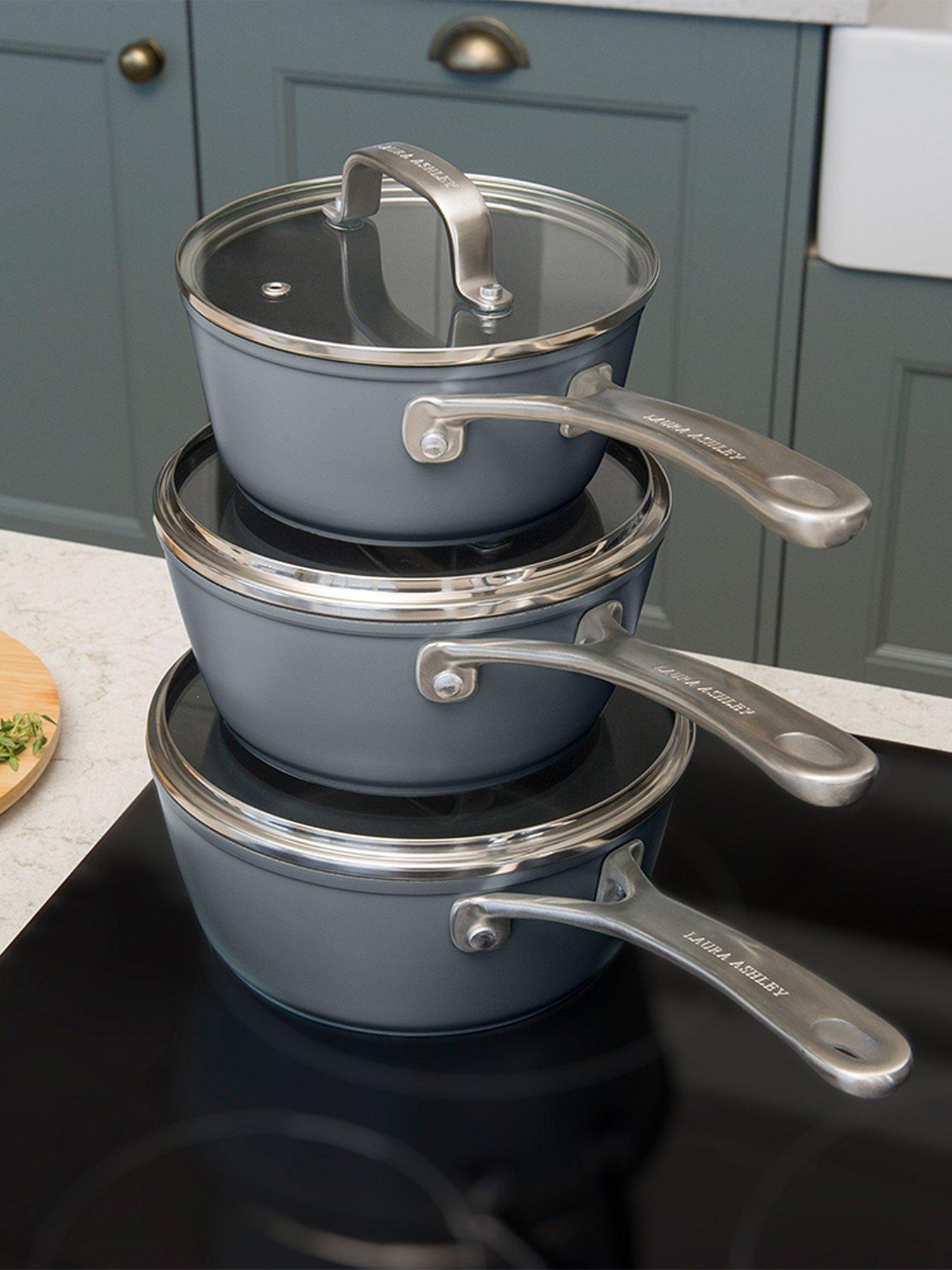 Image 2 of 4 of Laura Ashley 3 Piece Saucepan Set - Slate