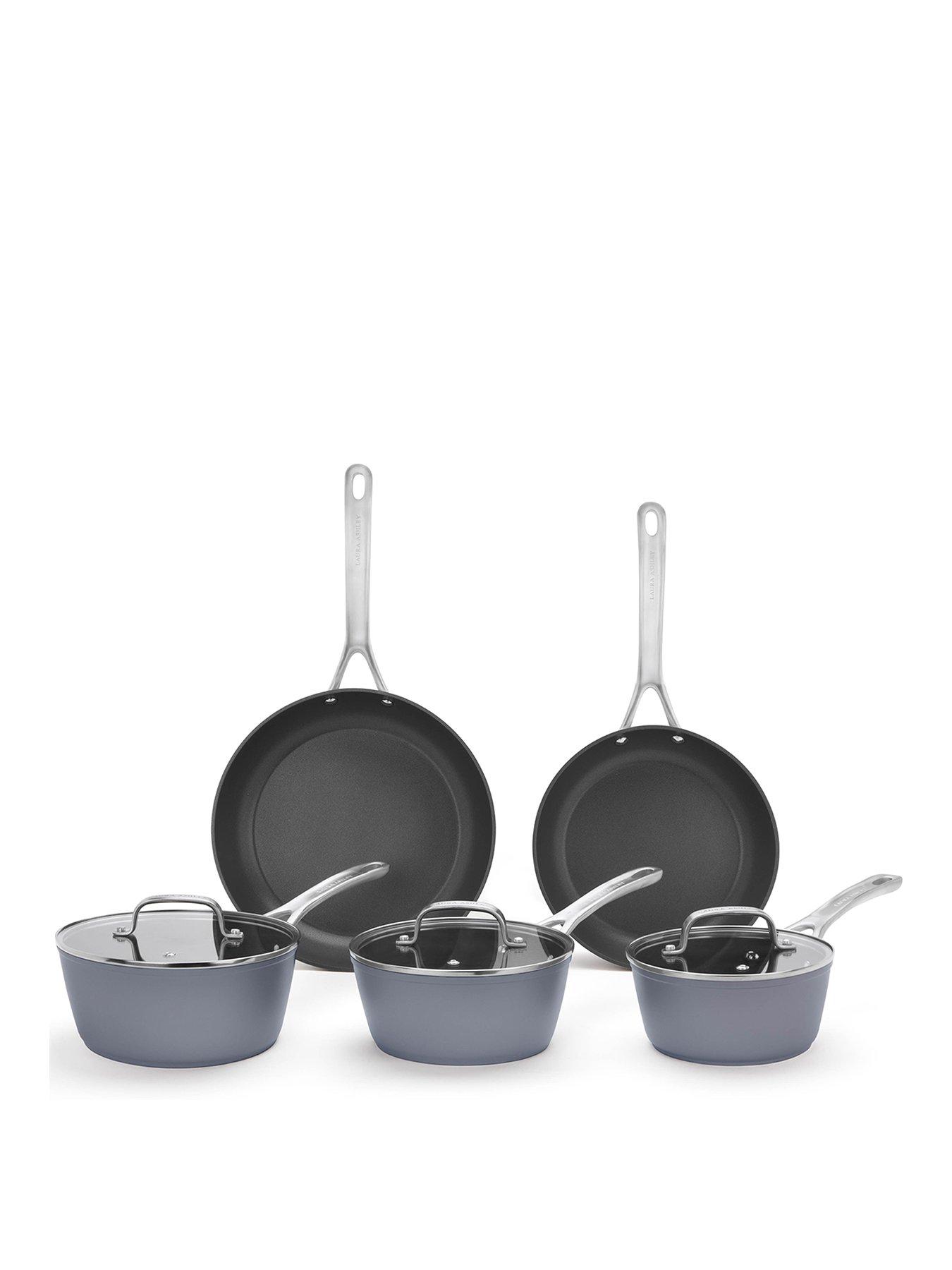 Product photograph of Laura Ashley 5 Piece Pan Set - Slate from very.co.uk