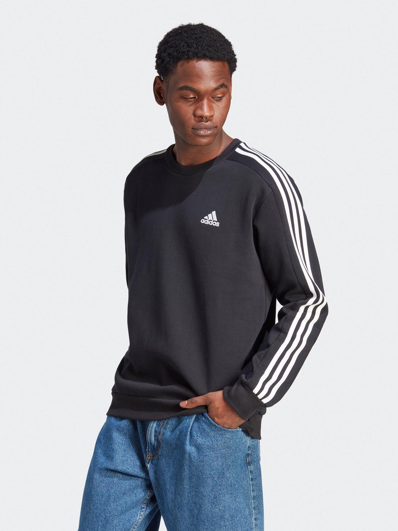 undefined Men's Essentials Fleece 3-Stripes Sweatshirt - Black