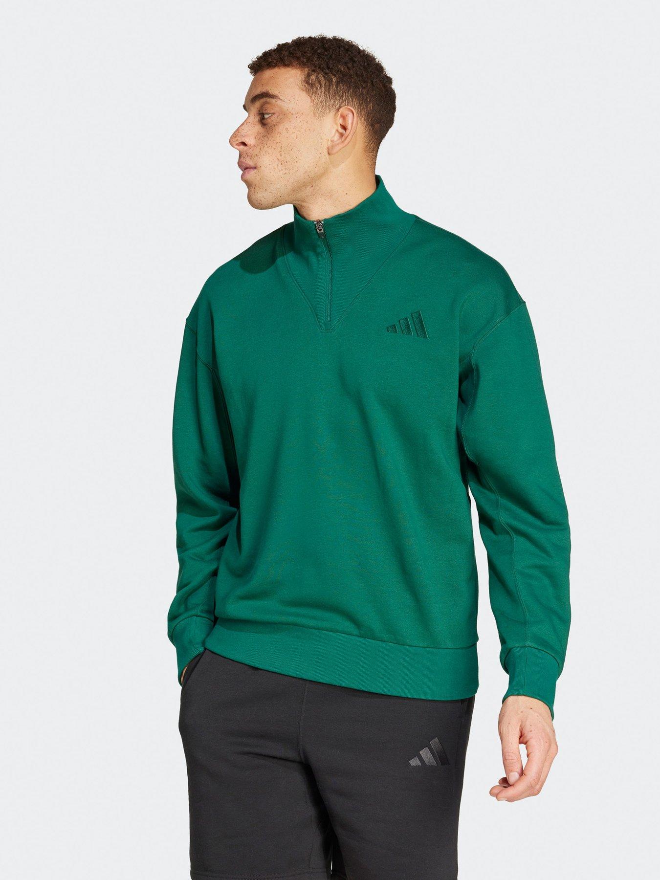 Image of adidas Sportswear Men's All Szn Fleece Quarter-Zip Sweatshirt - Green