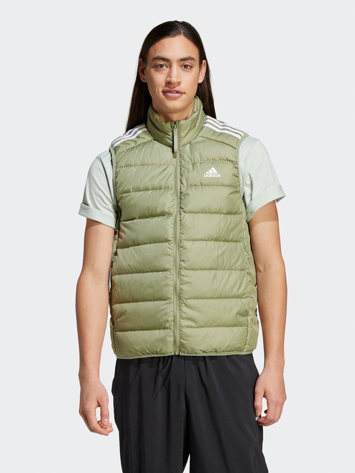 undefined Men's Essentials 3-Stripes Light Down Vest - Green