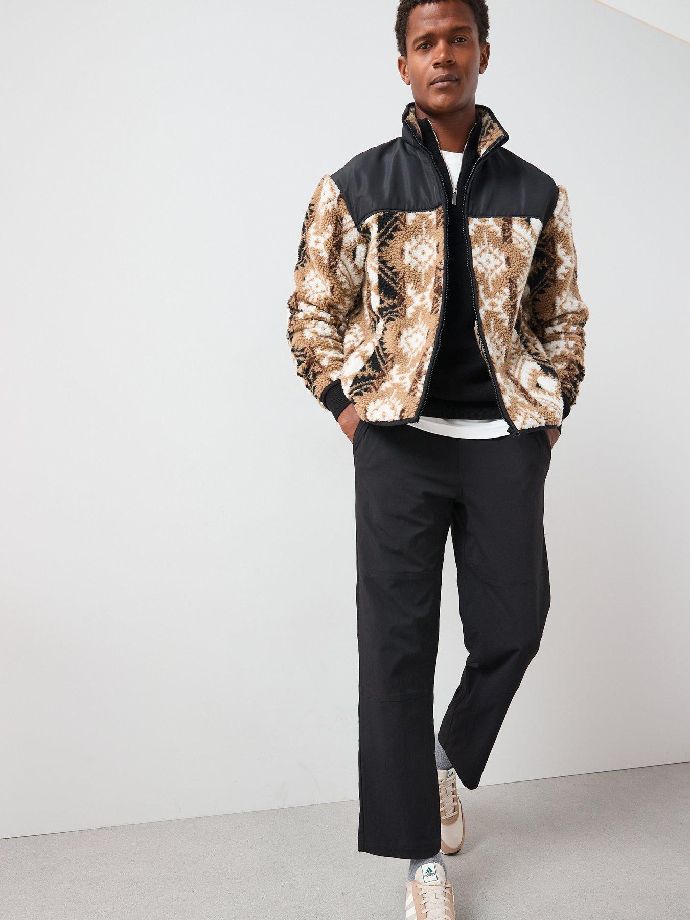 The Very Collection Printed Borg Panel Jacket - Black | Very