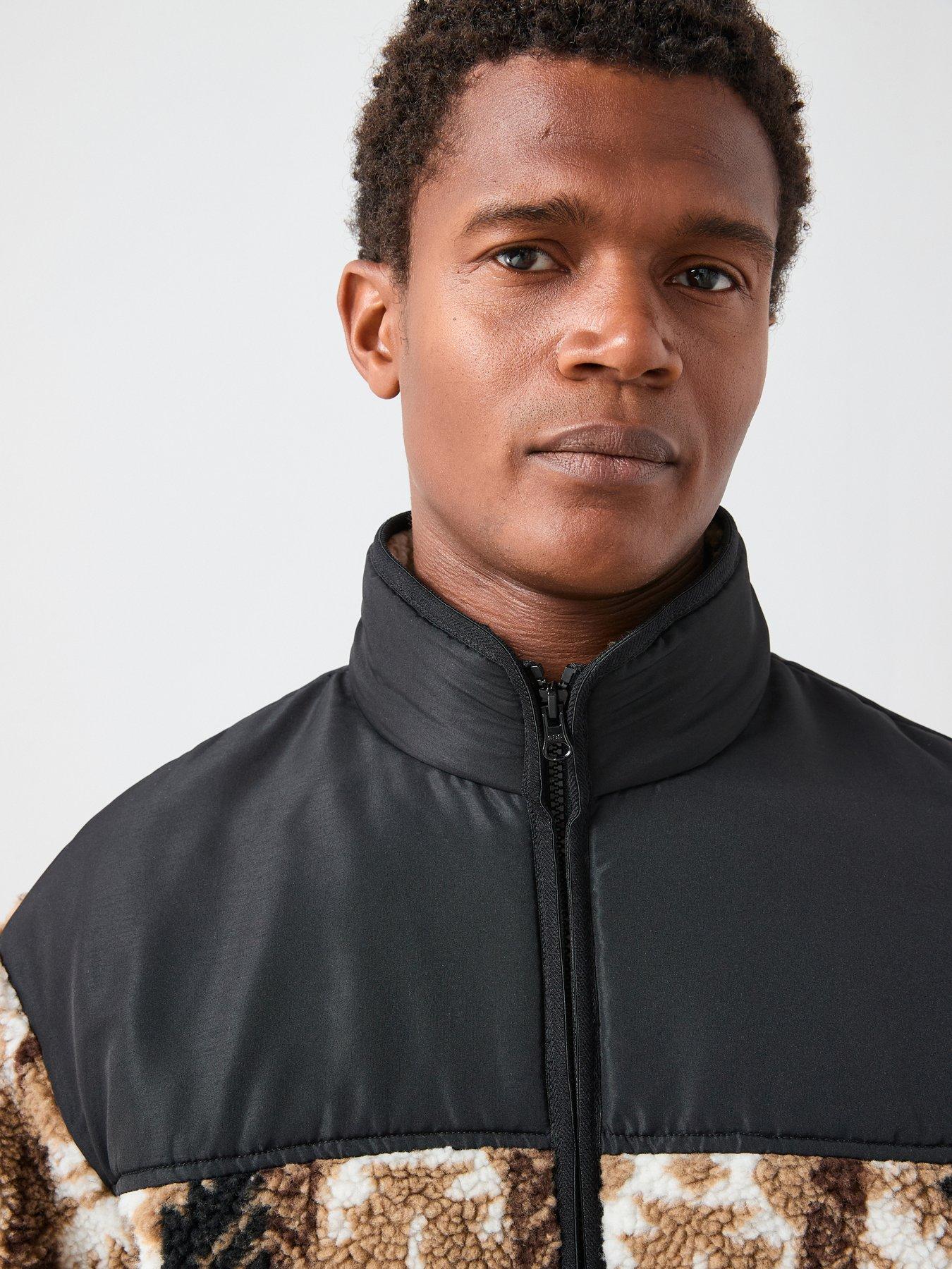 The Very Collection Printed Borg Panel Jacket - Black | Very