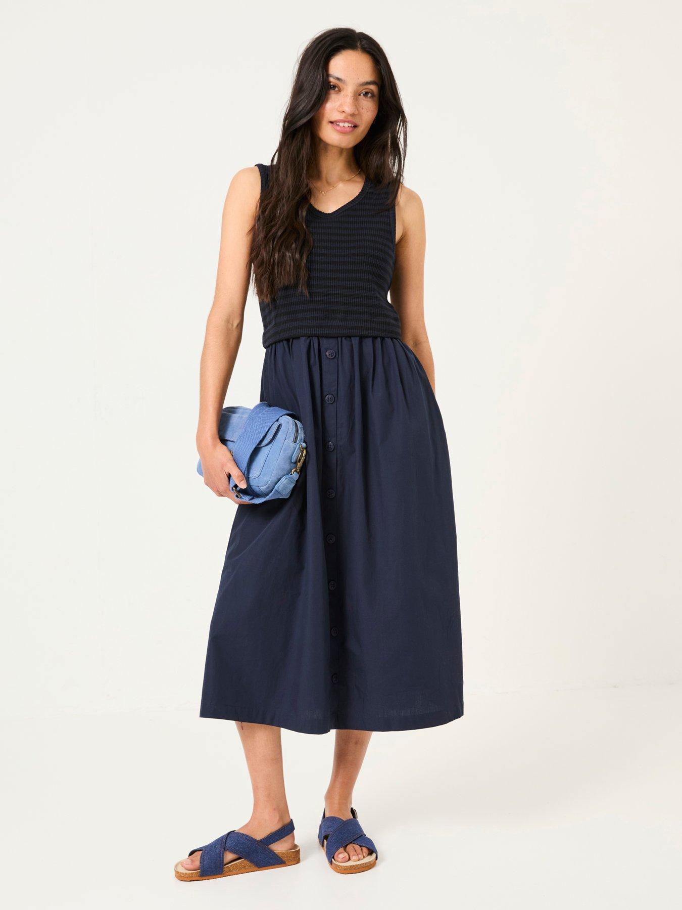Image 3 of 5 of FatFace Sal Midi Dress - Navy