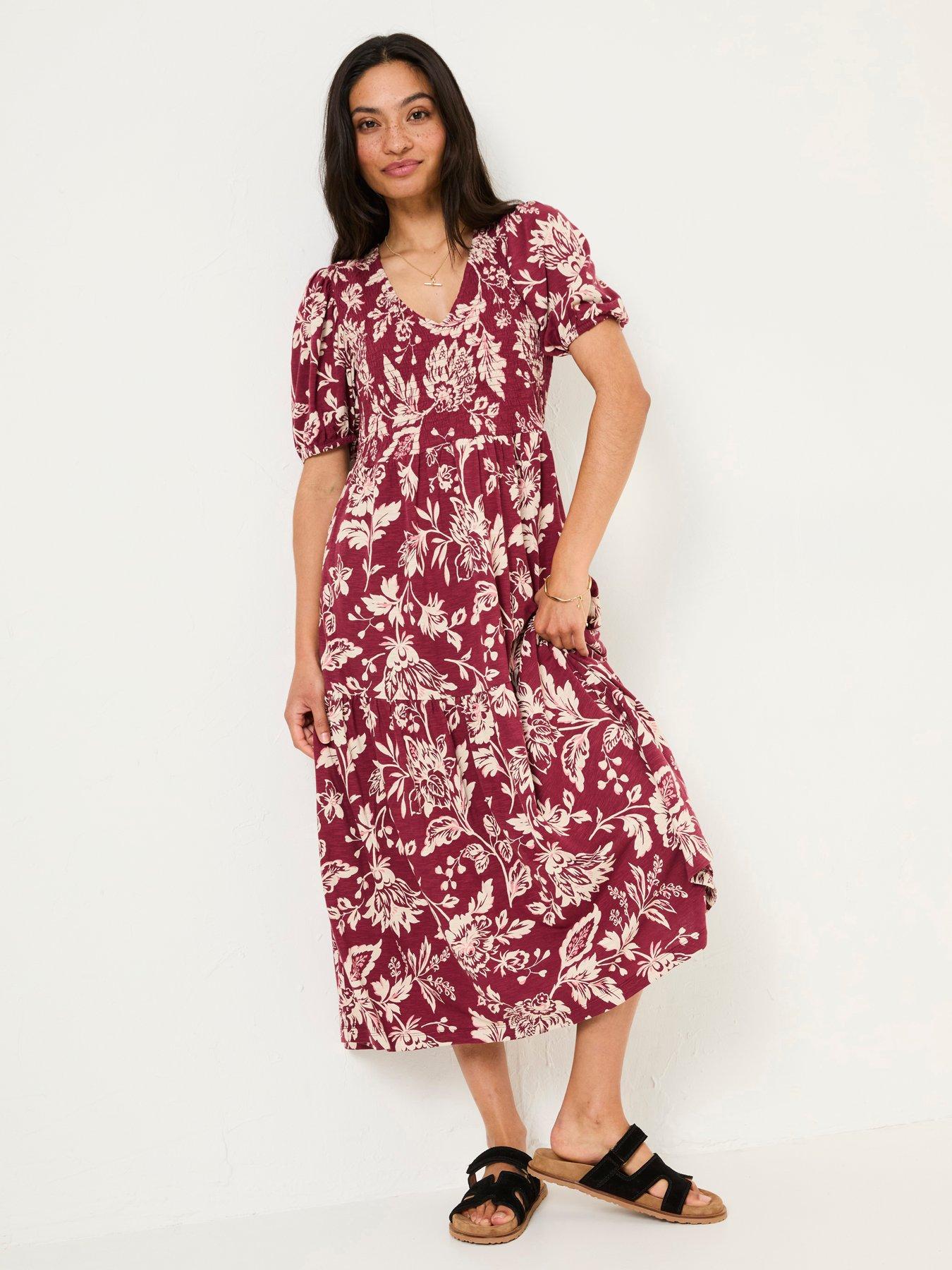 undefined Danielle Floral Midi Dress - Red