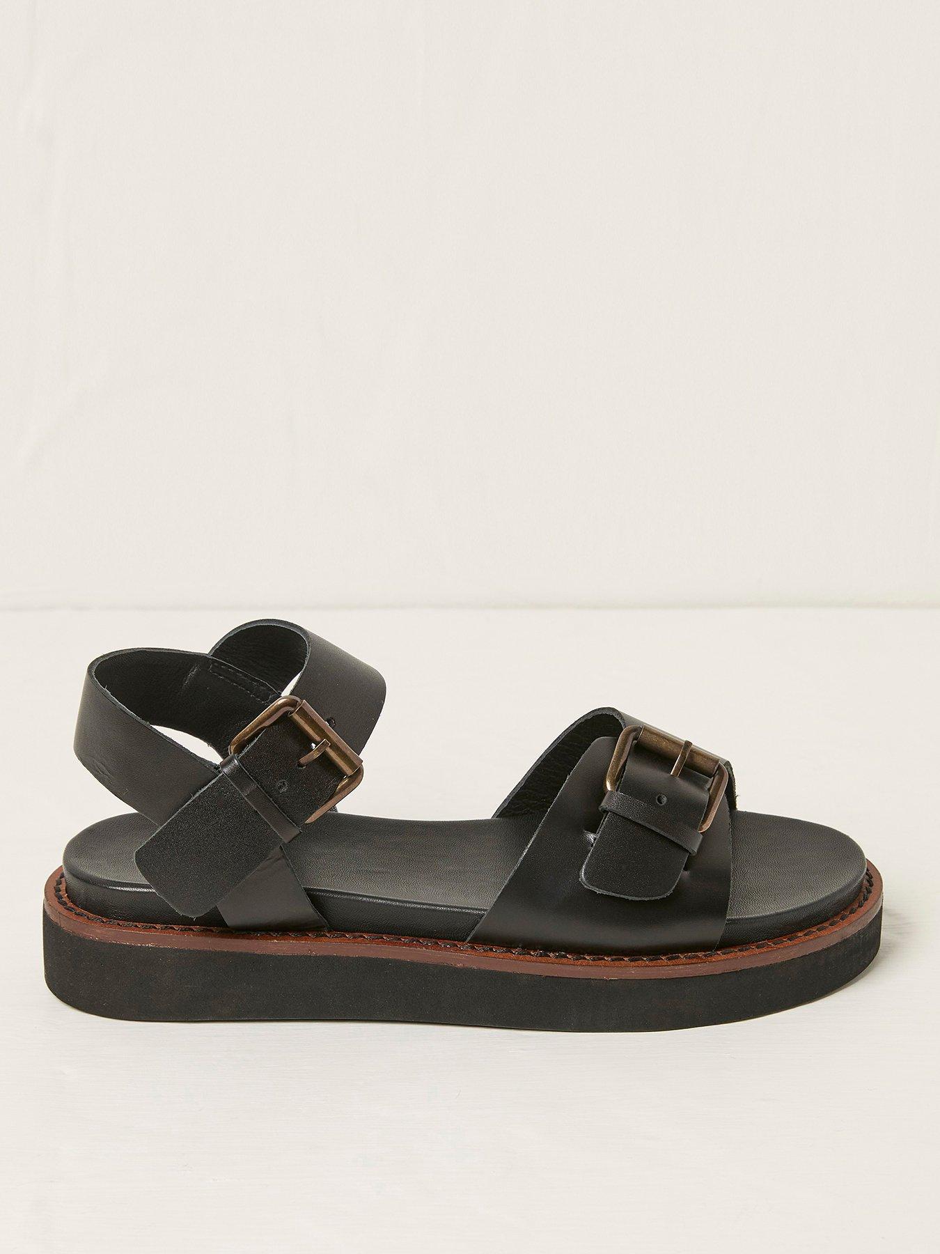 FatFace Ambie Buckle Leather Sandal - Black