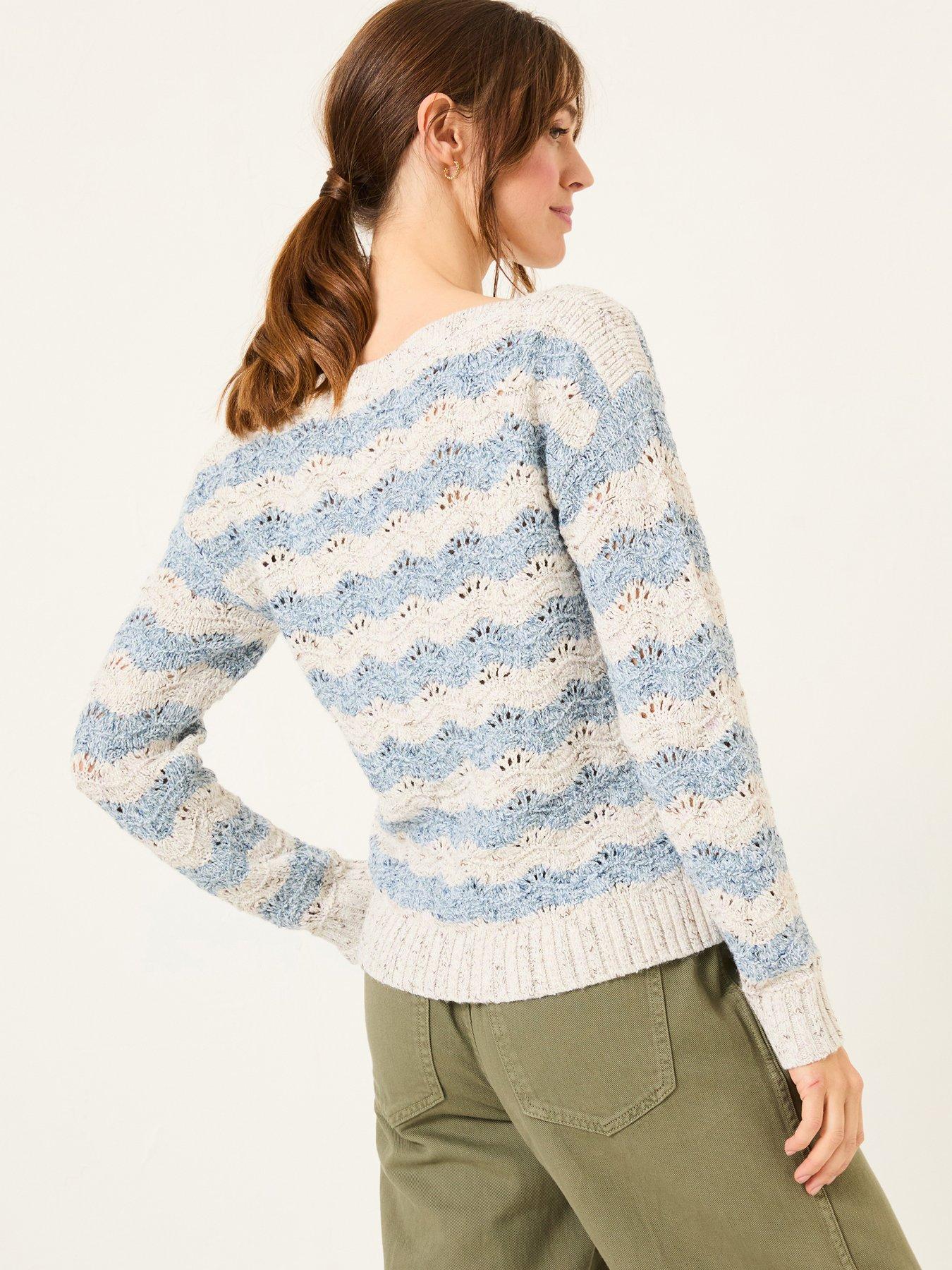 Image 2 of 5 of FatFace Edith Stripe Crew Jumper - Beige