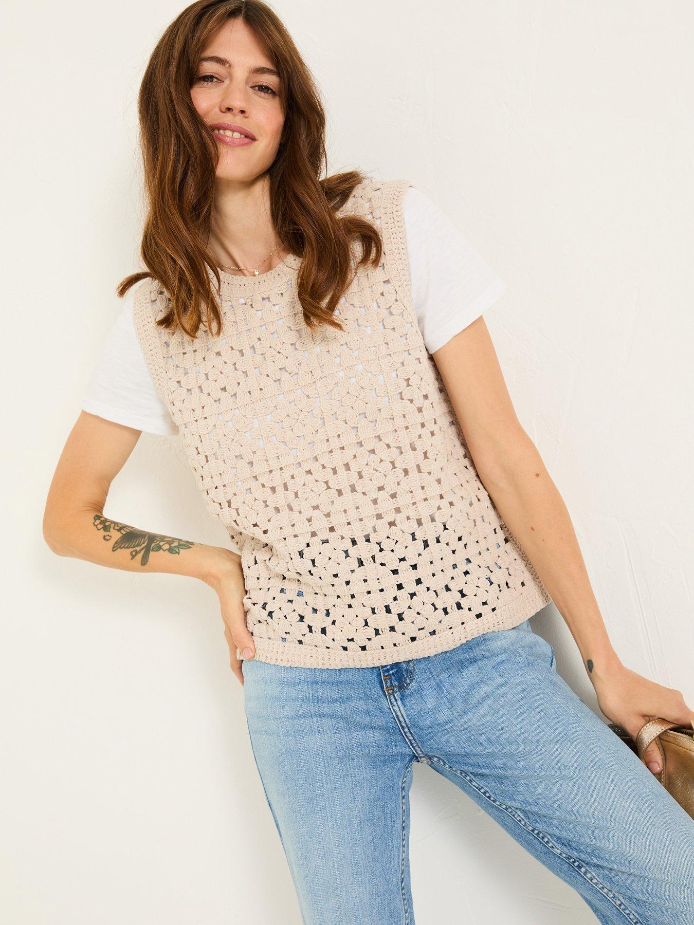 undefined Finch Crochet Tank - Beige