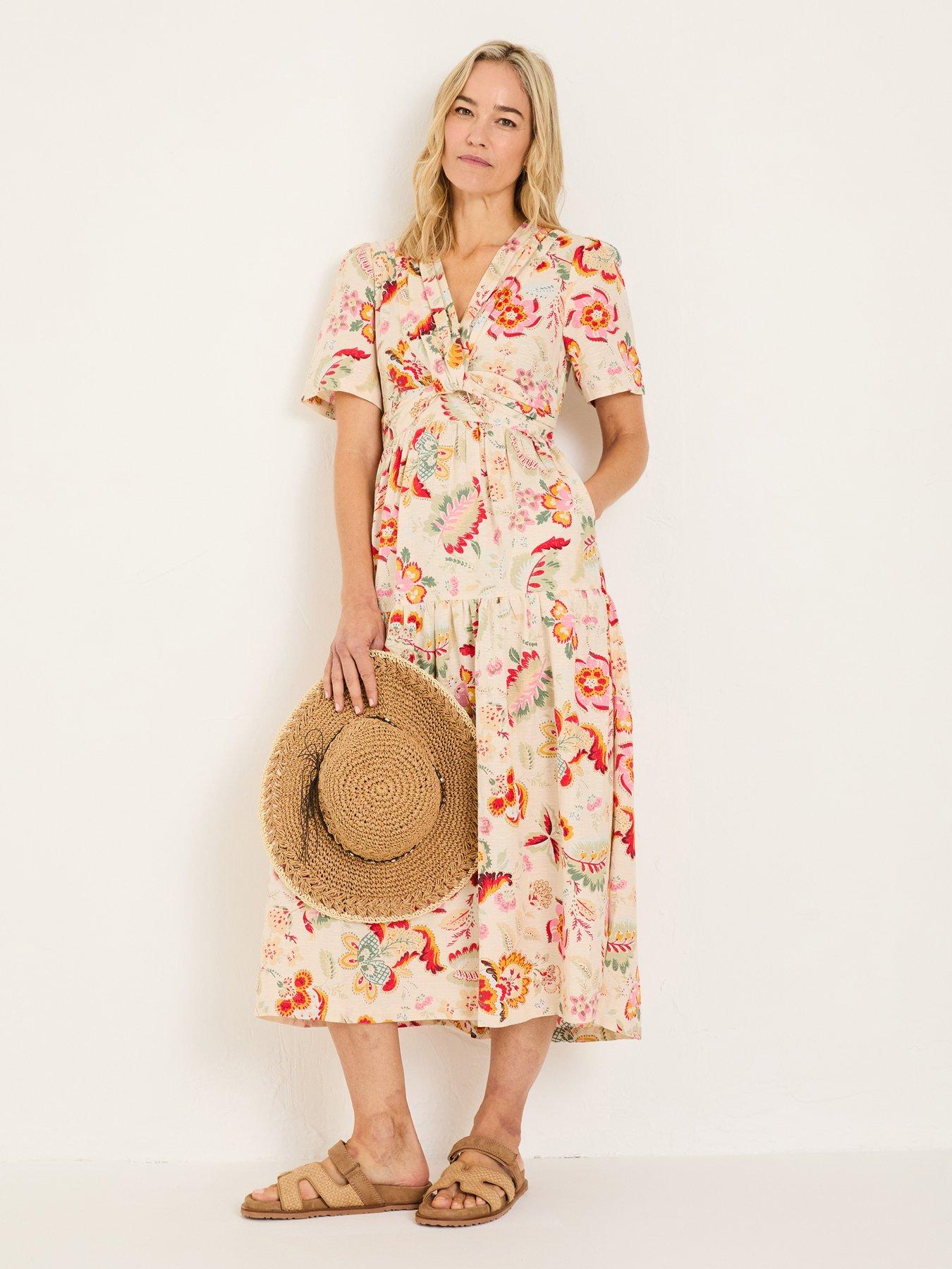 Image 1 of 5 of FatFace Gigi Midi Dress - Cream