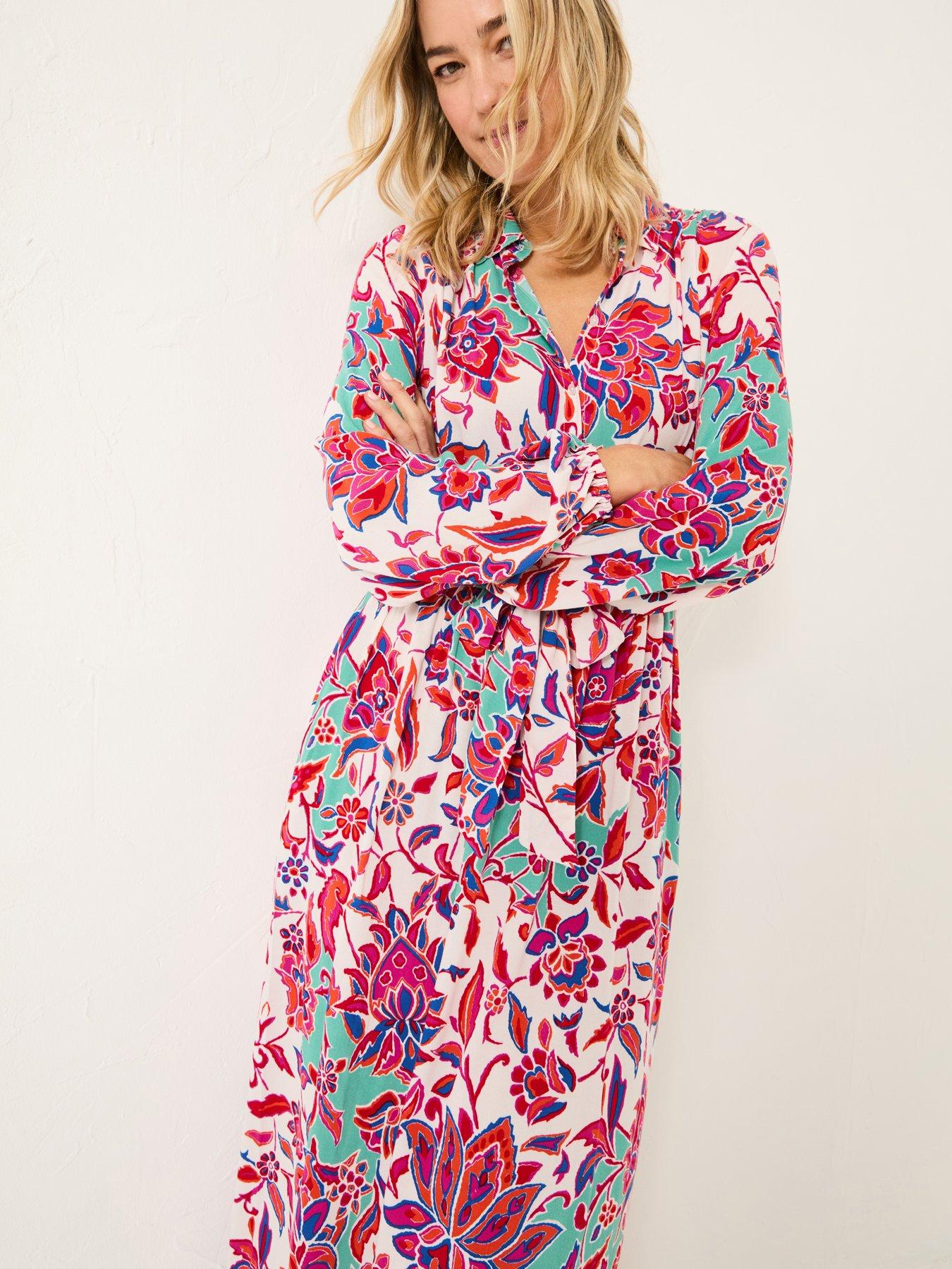 undefined Scheana Floral Midi Dress - Pink/ White