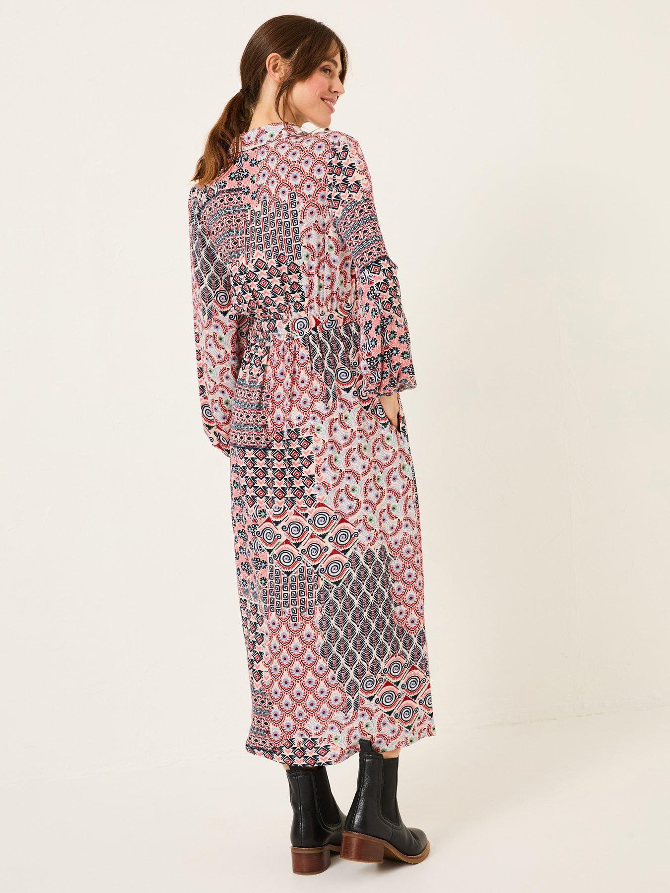Image 2 of 5 of FatFace Scheana Geo Midi Dress - White
