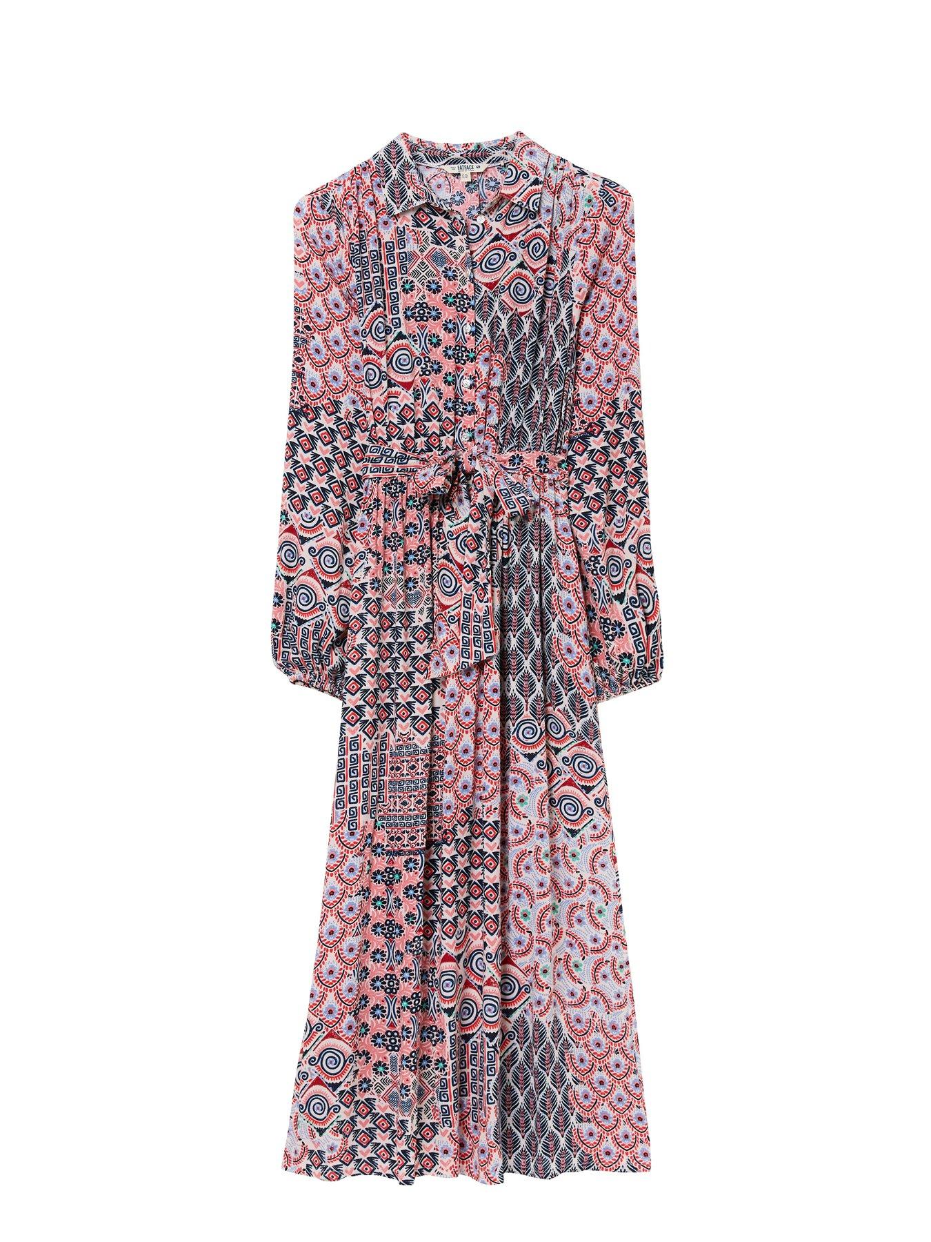 Image 5 of 5 of FatFace Scheana Geo Midi Dress - White