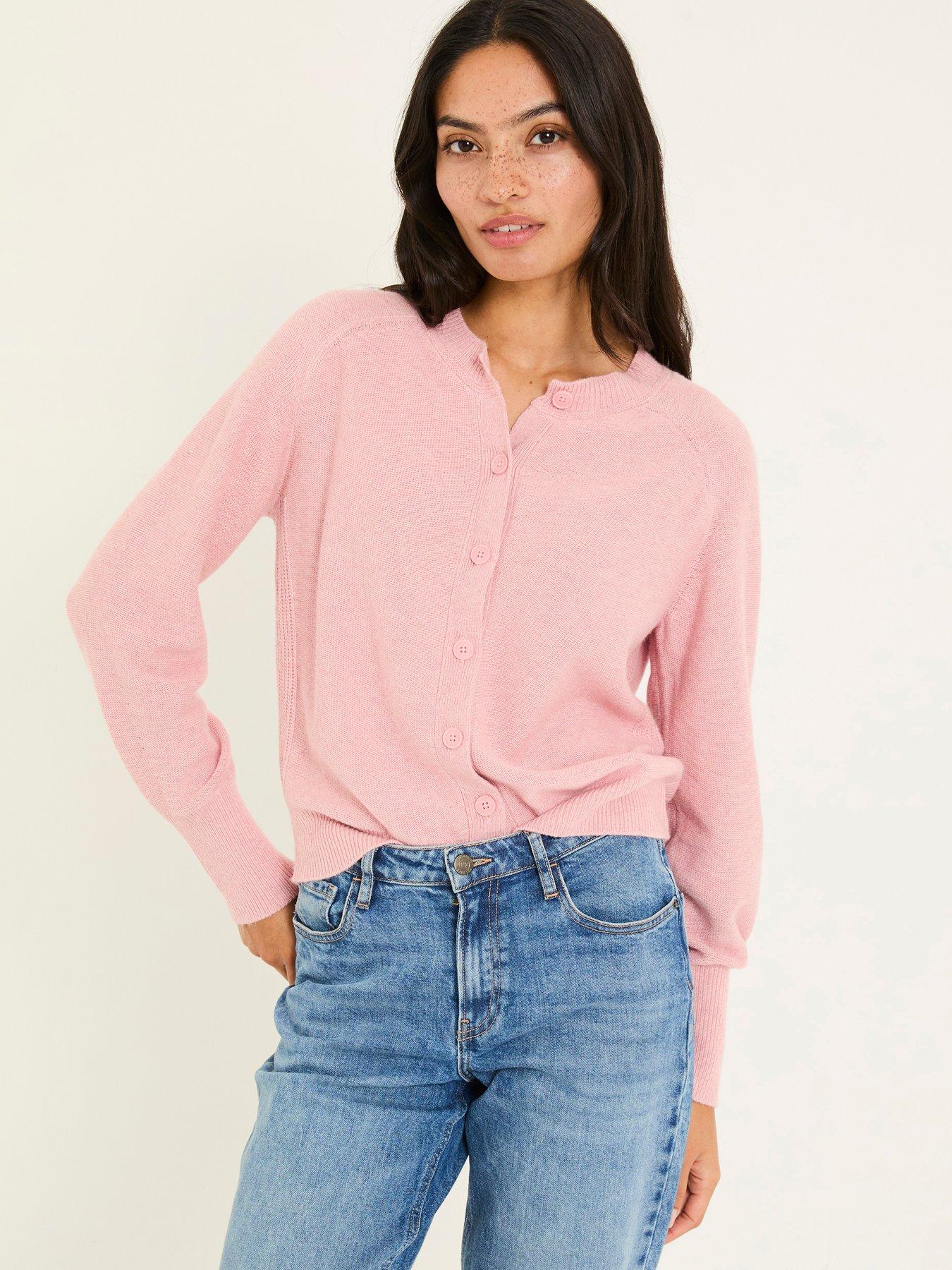 undefined Selah Cuffed Cardigan - Pink