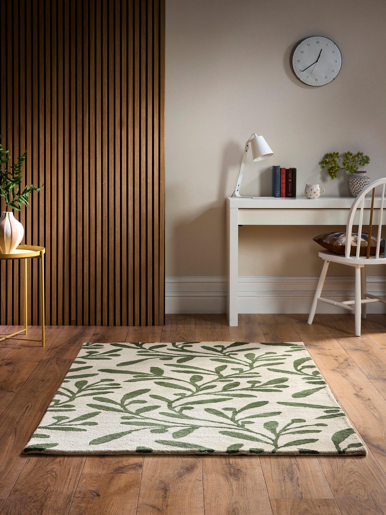 undefined Trailing Leaf Wool Rug 100% Pure Wool Rug - Cream