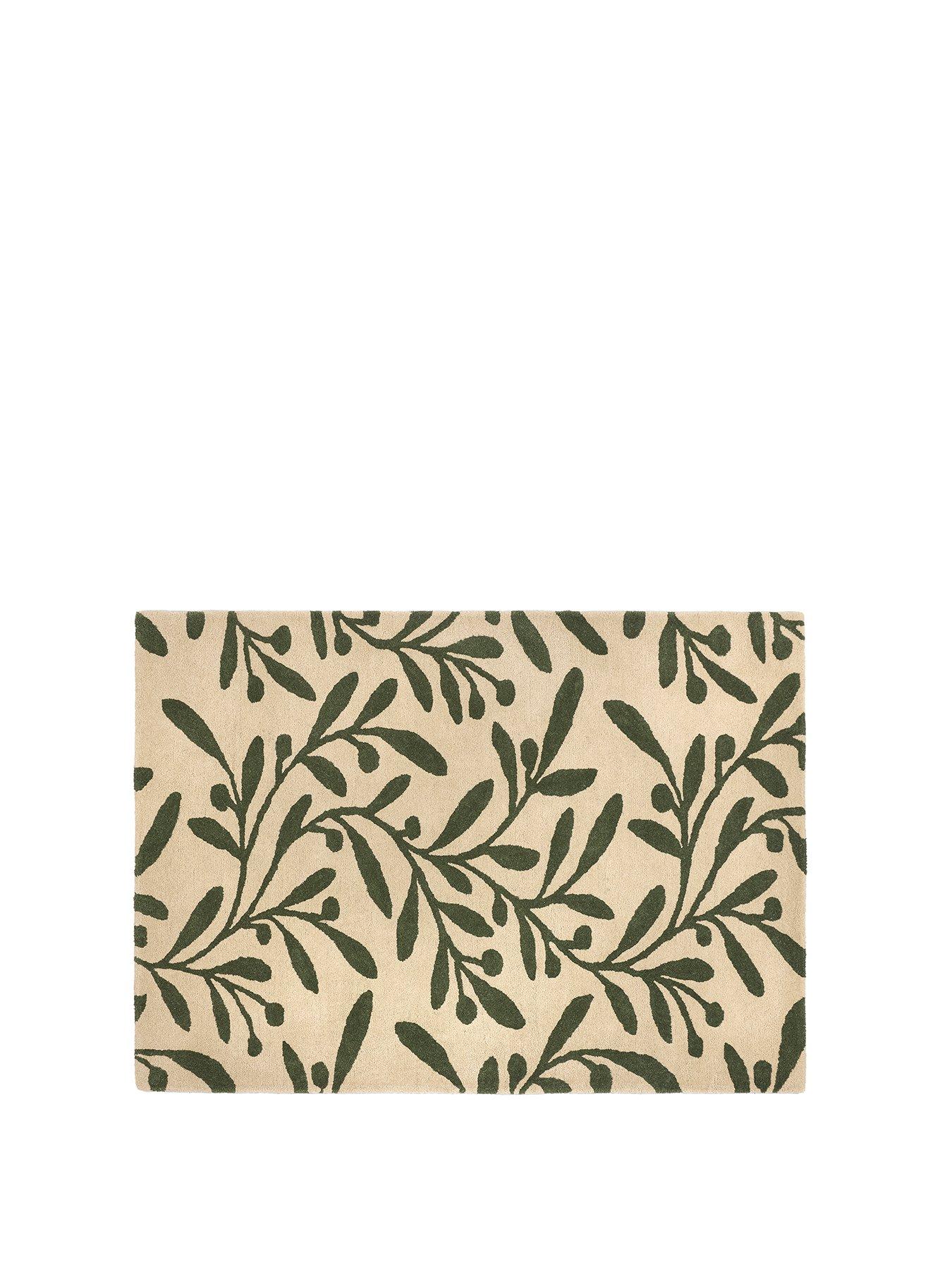 Image 2 of 4 of Very Home Trailing Leaf Wool Rug 100% Pure Wool Rug - Cream
