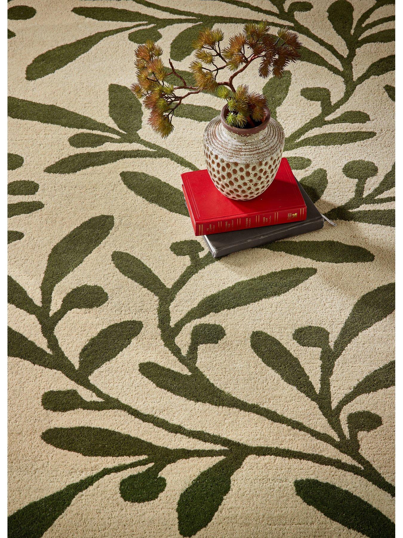 Image 3 of 4 of Very Home Trailing Leaf Wool Rug 100% Pure Wool Rug - Cream