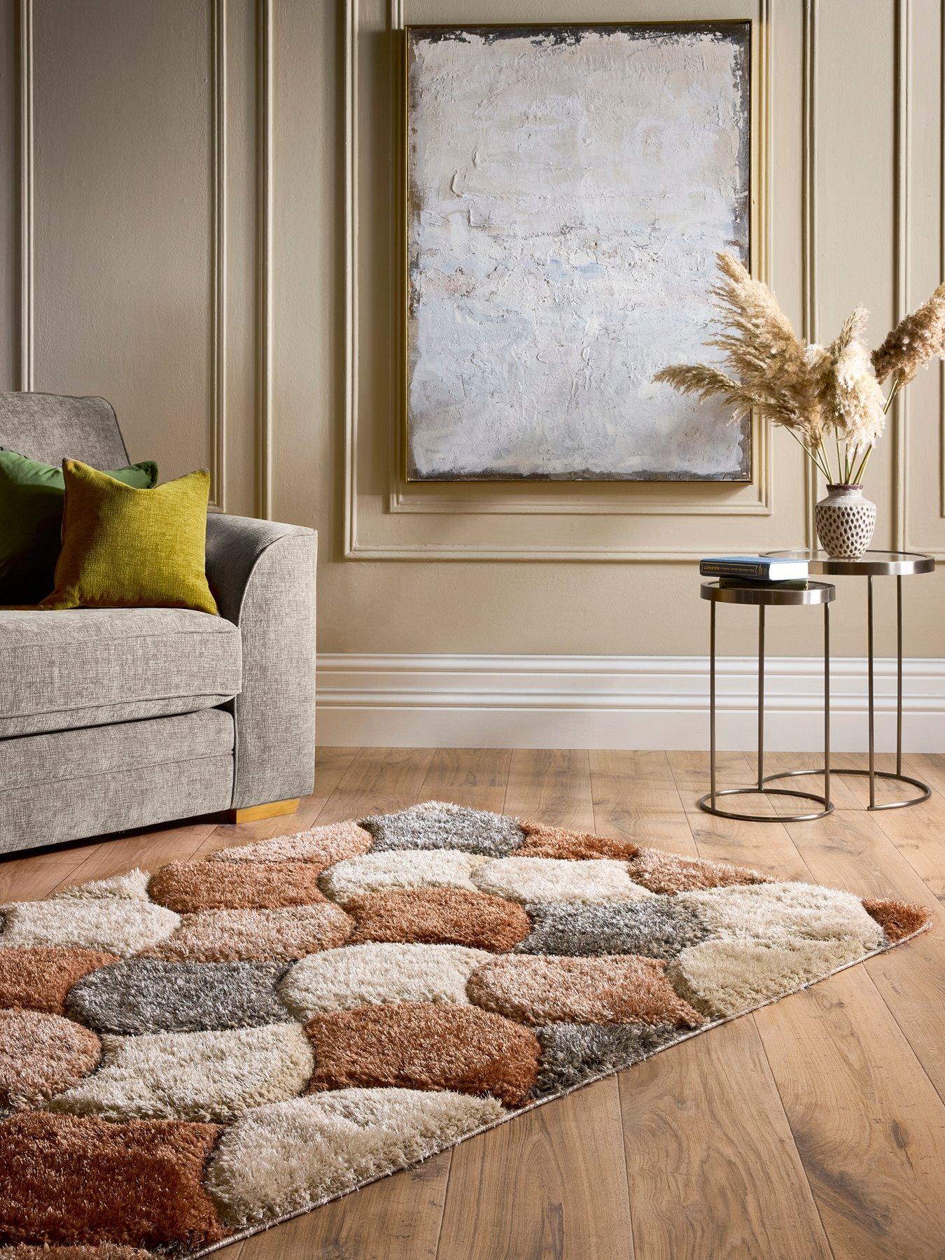 undefined Premium 3d Scallop Shaggy Rug - Brown
