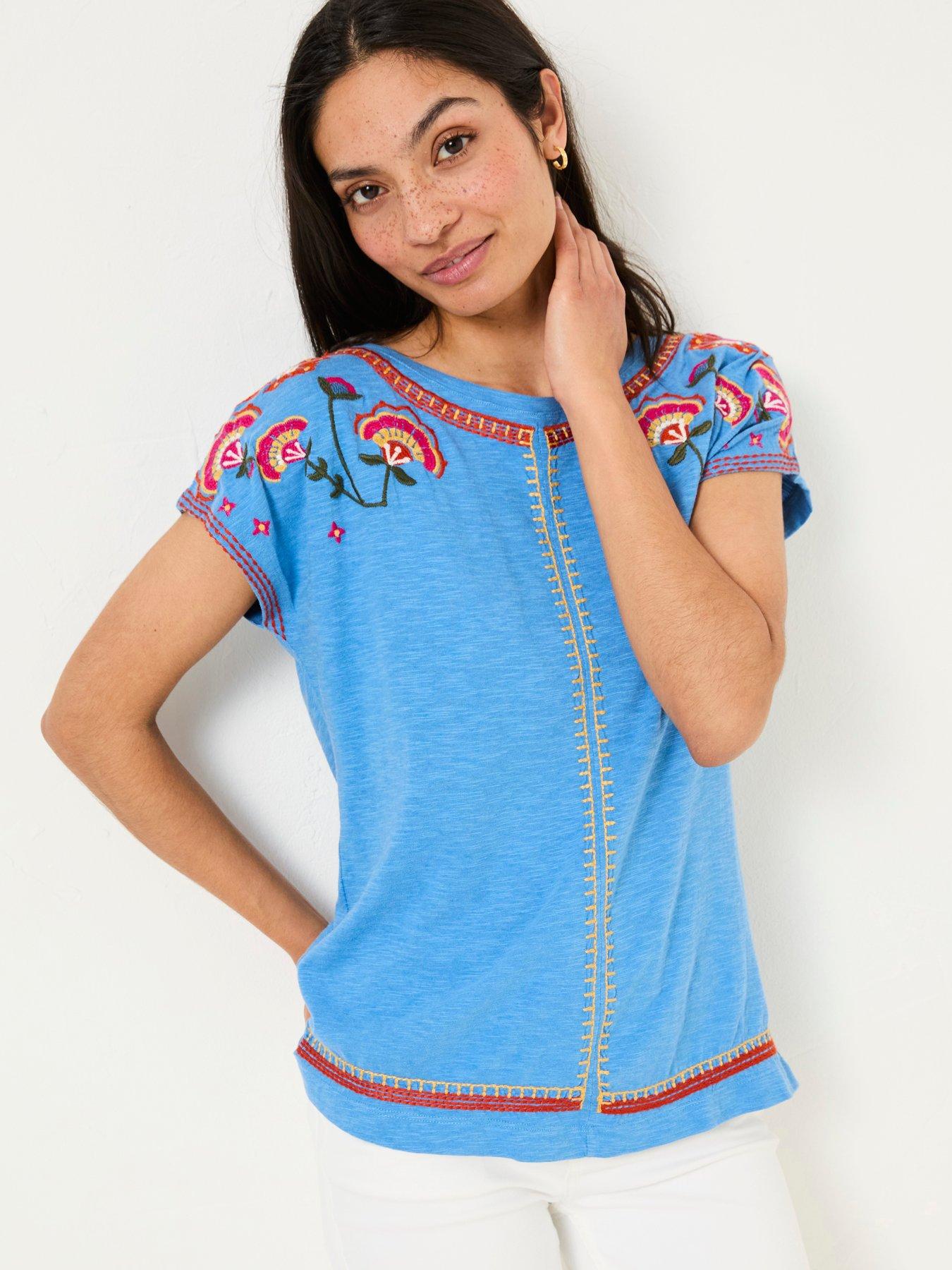 undefined Ivy Embroidered T-Shirt - Blue