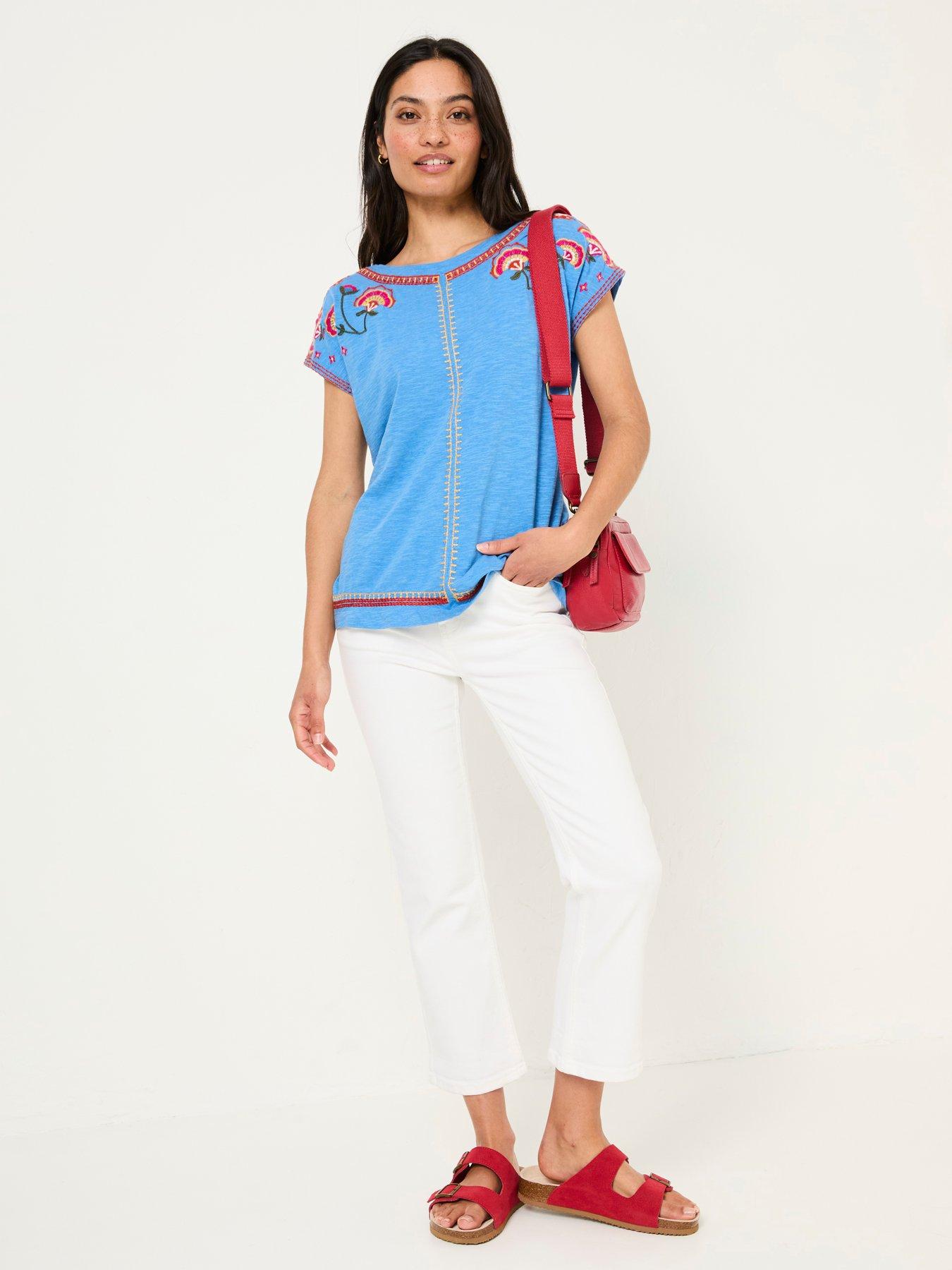 Image 4 of 6 of FatFace Ivy Embroidered T-Shirt - Blue