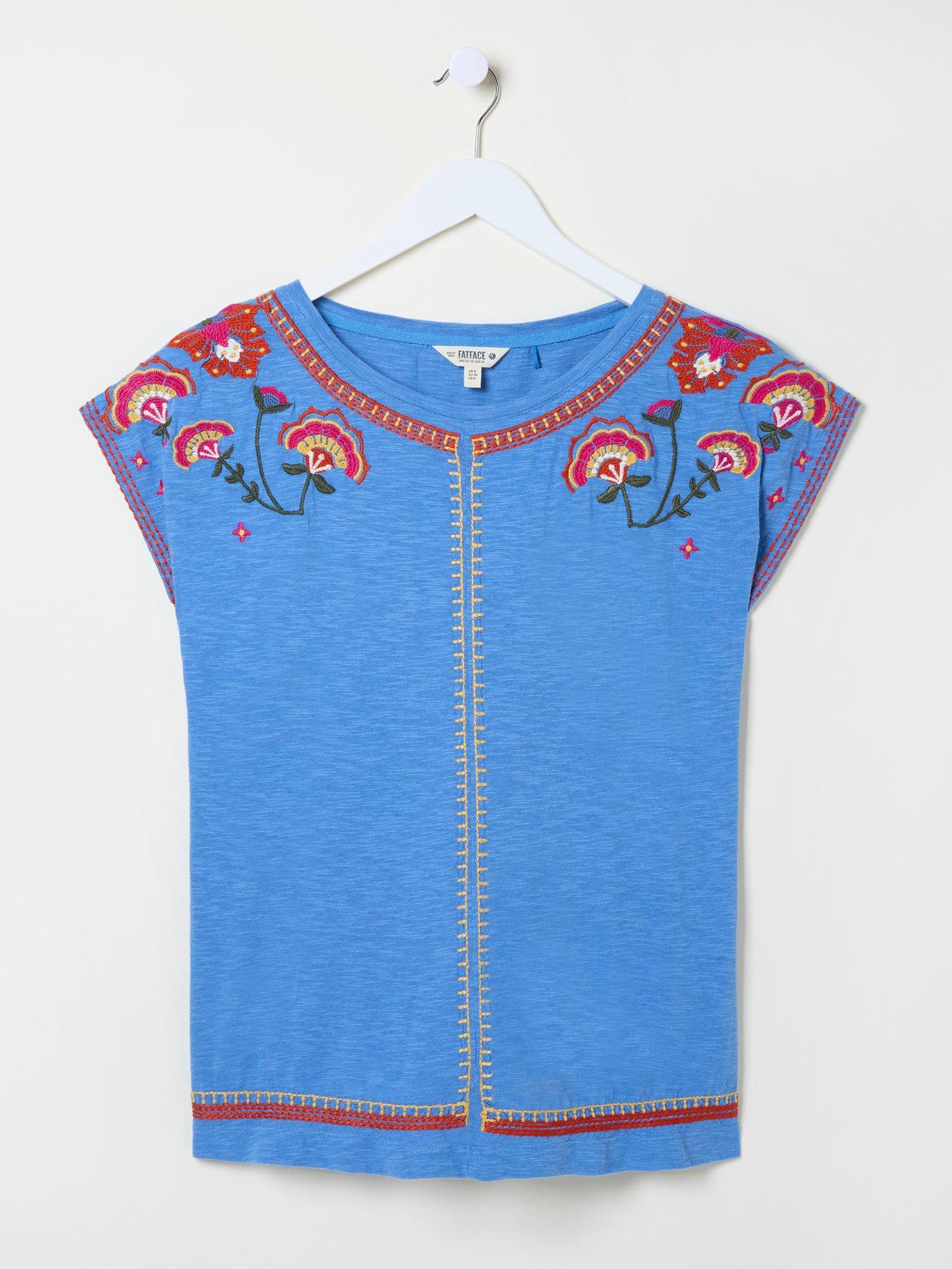 Image 5 of 6 of FatFace Ivy Embroidered T-Shirt - Blue