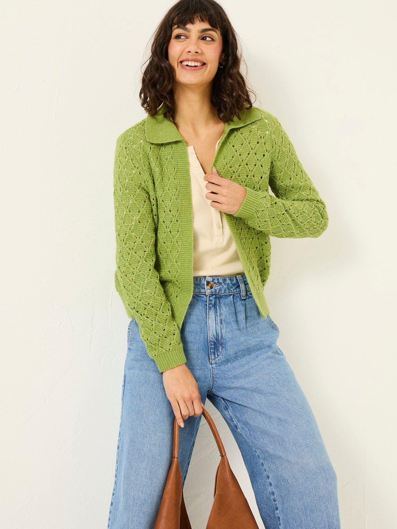 undefined Lilah Collared Cardigan - Green