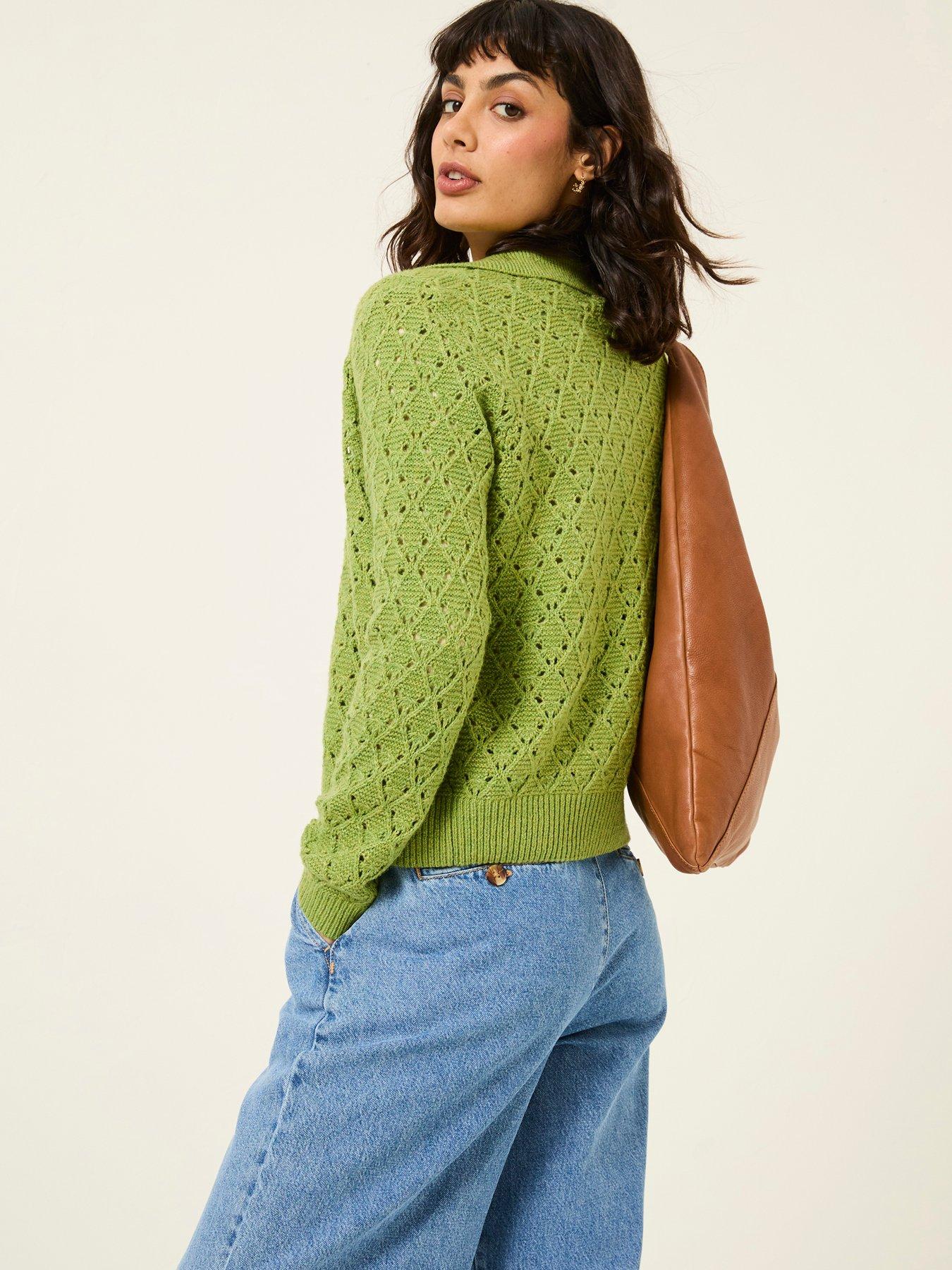 Image 2 of 5 of FatFace Lilah Collared Cardigan - Green