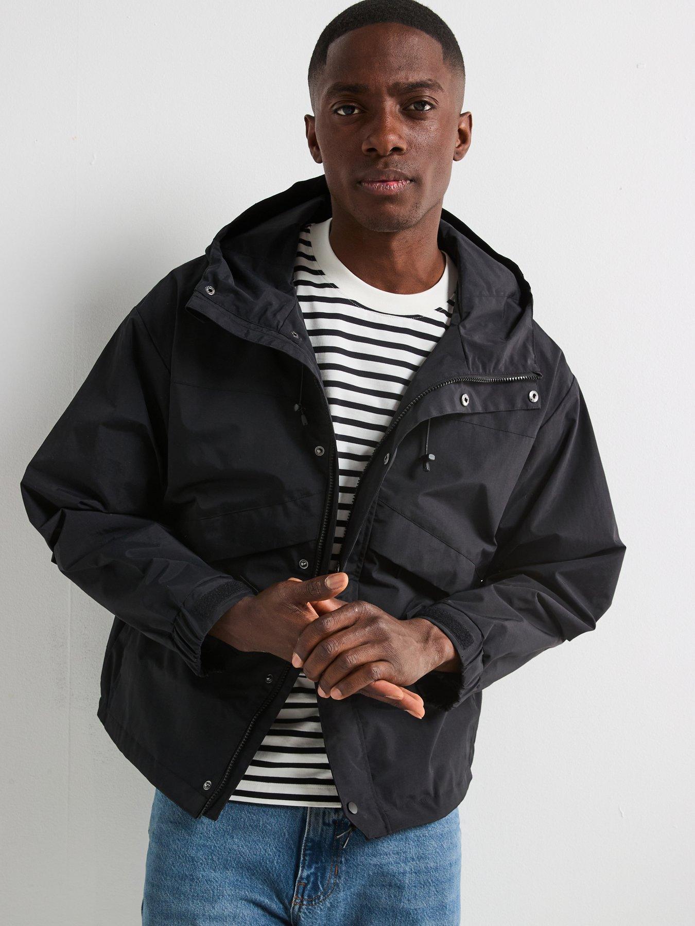 Very Man Shower Resistant Hooded Tech Jacket - Black | Very