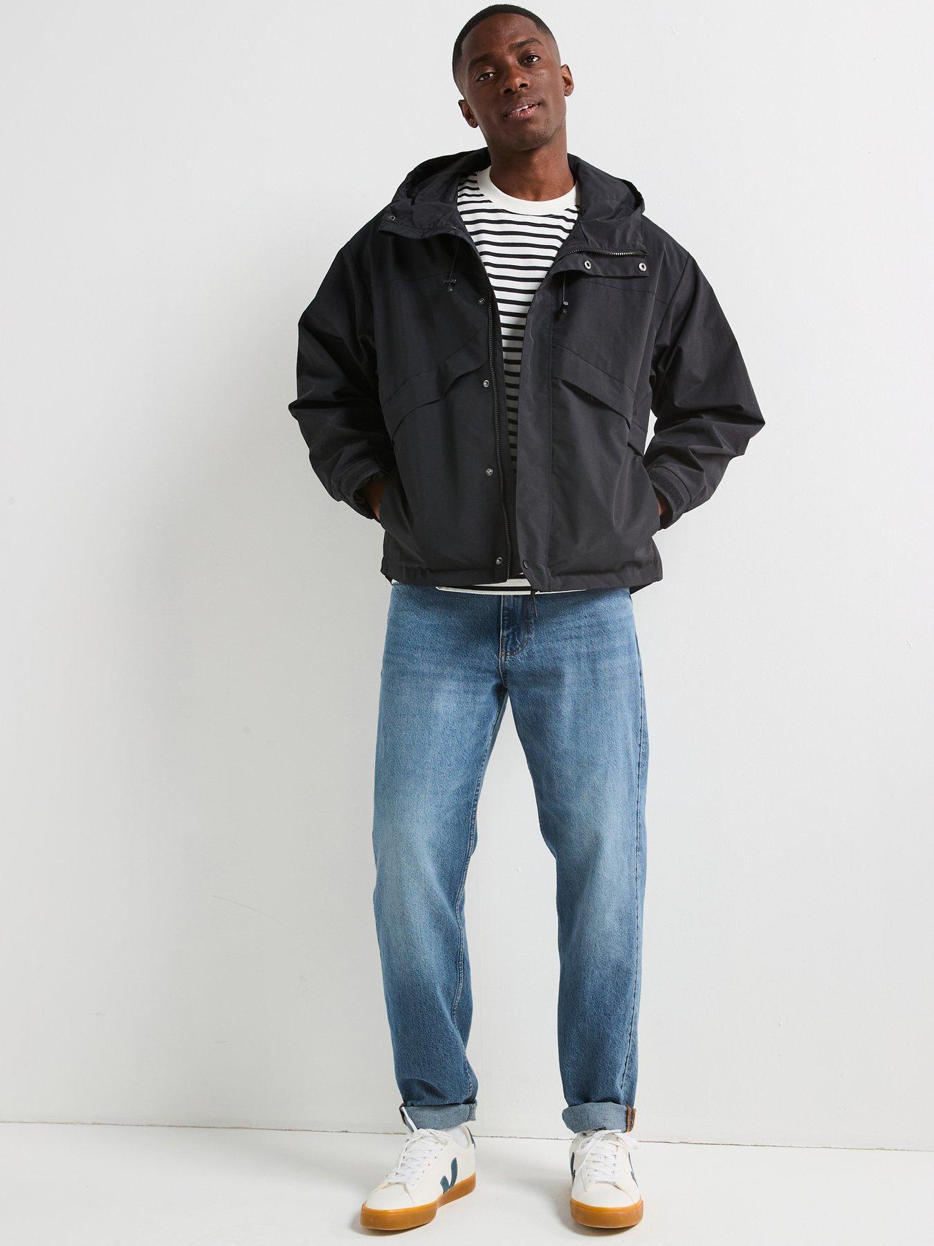 Very Man Shower Resistant Hooded Tech Jacket - Black | Very