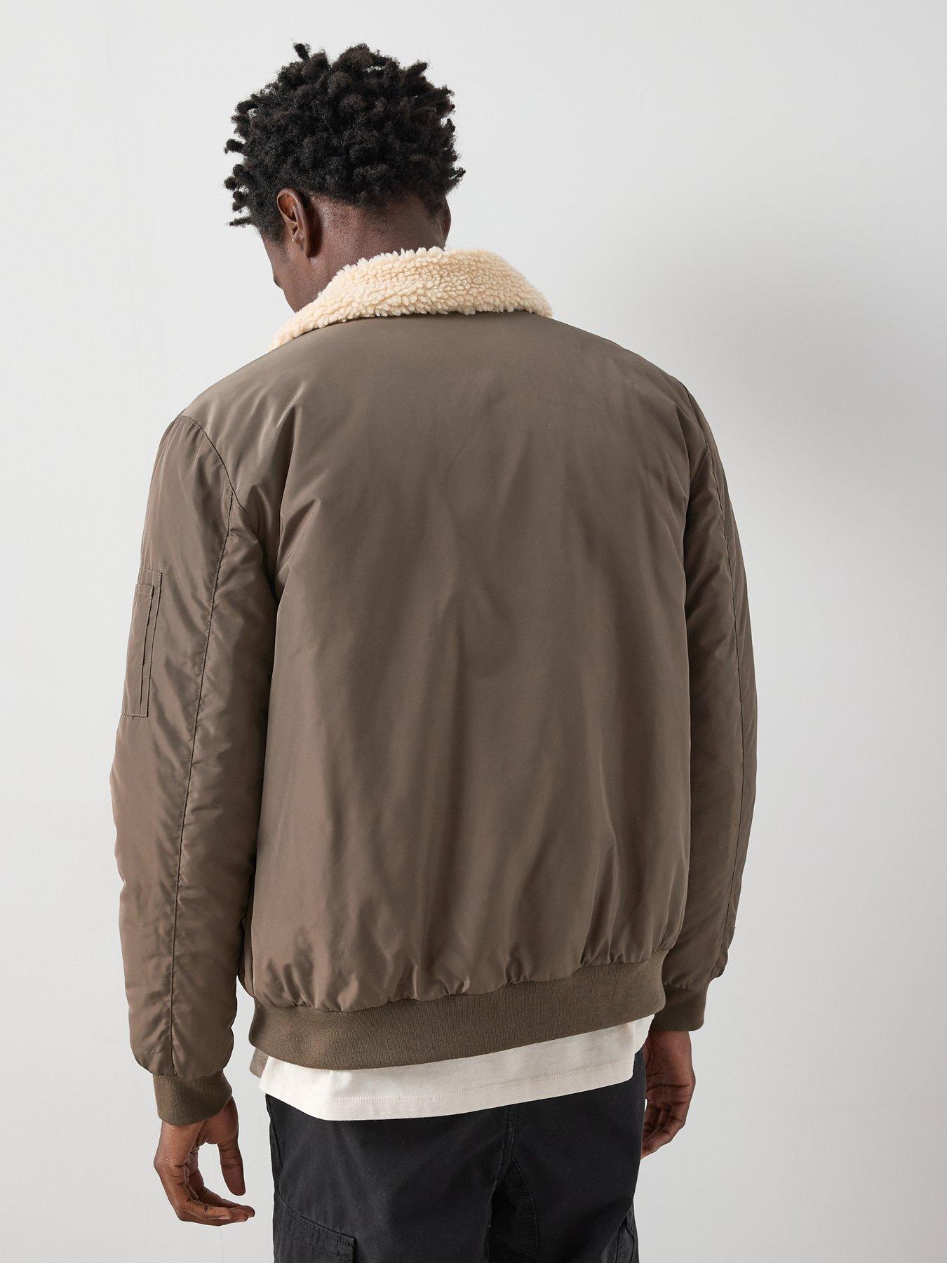 Image 2 of 6 of The Very Collection Borg Collar Padded Bomber Jacket - Khaki