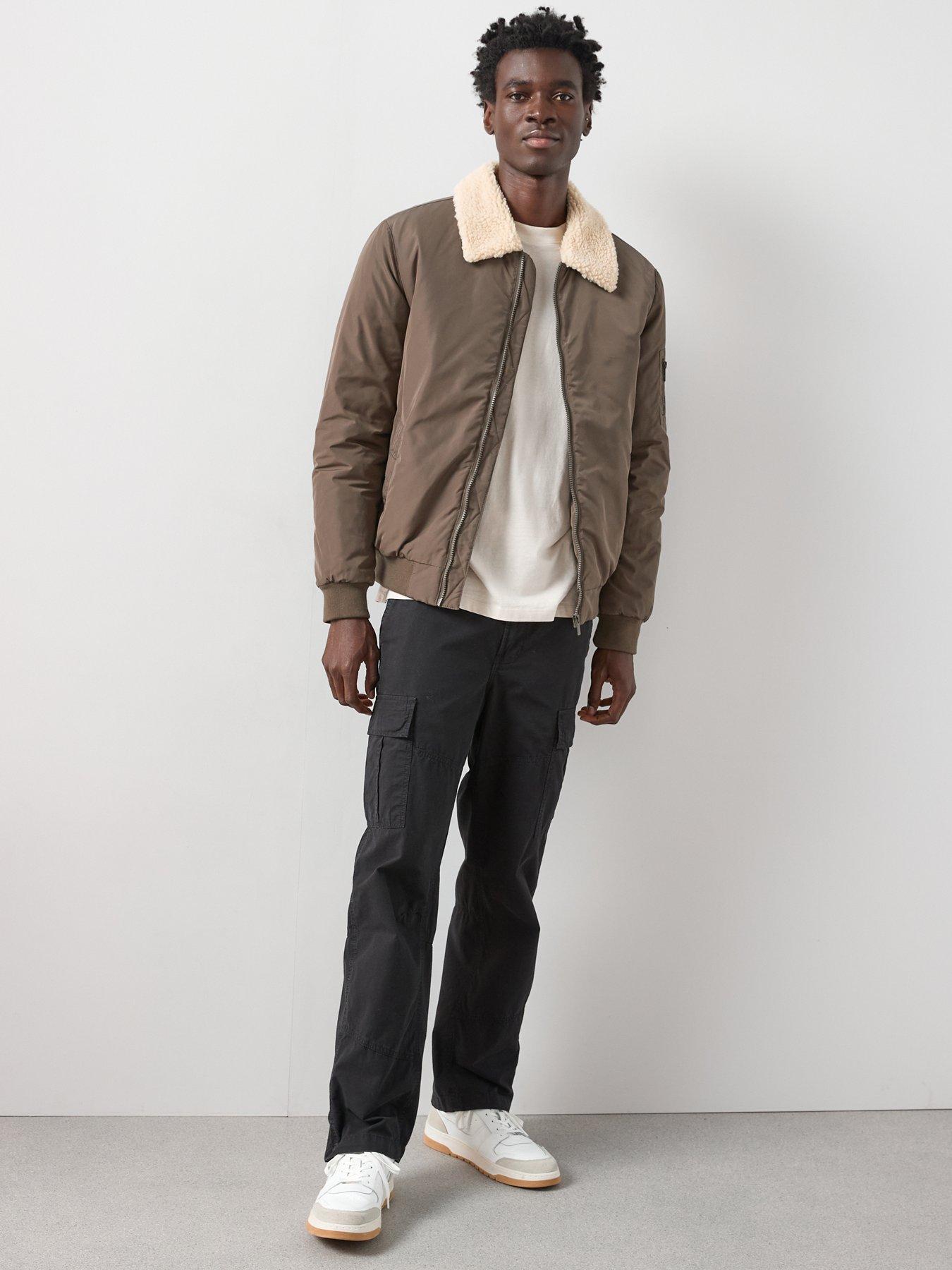 Image 3 of 6 of The Very Collection Borg Collar Padded Bomber Jacket - Khaki