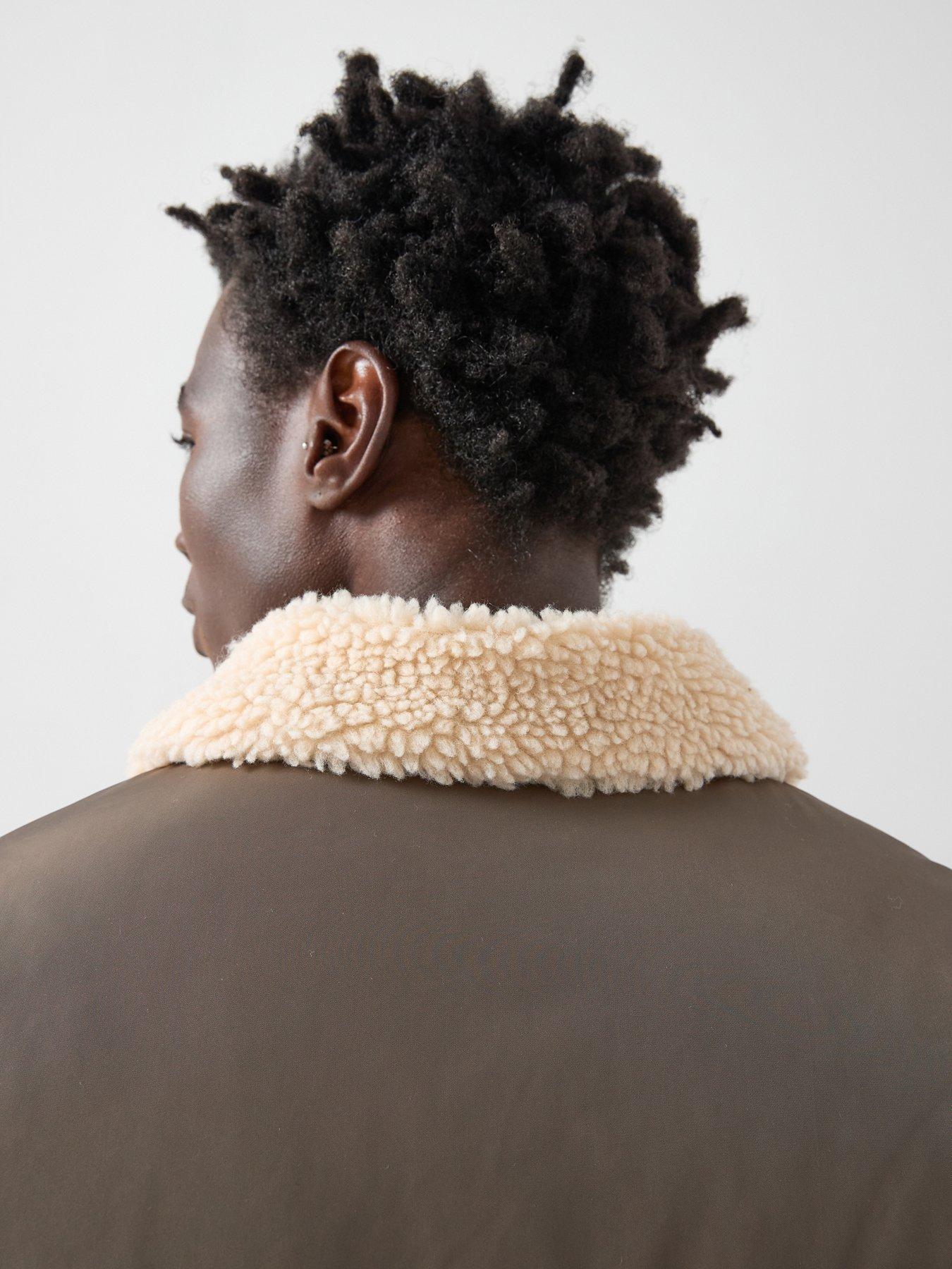 Image 5 of 6 of The Very Collection Borg Collar Padded Bomber Jacket - Khaki