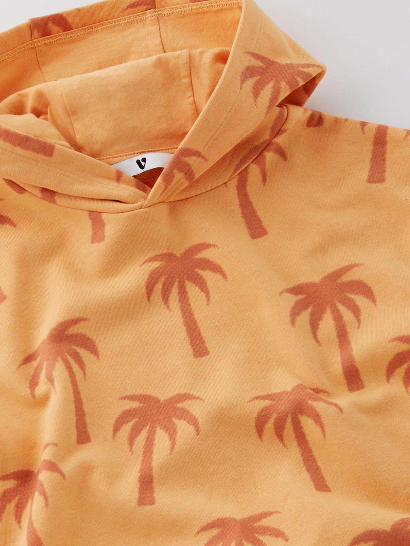 Image 4 of 4 of Mini V by Very Boys Short Sleeve Hoody and Short Printed Palm Set - Orange