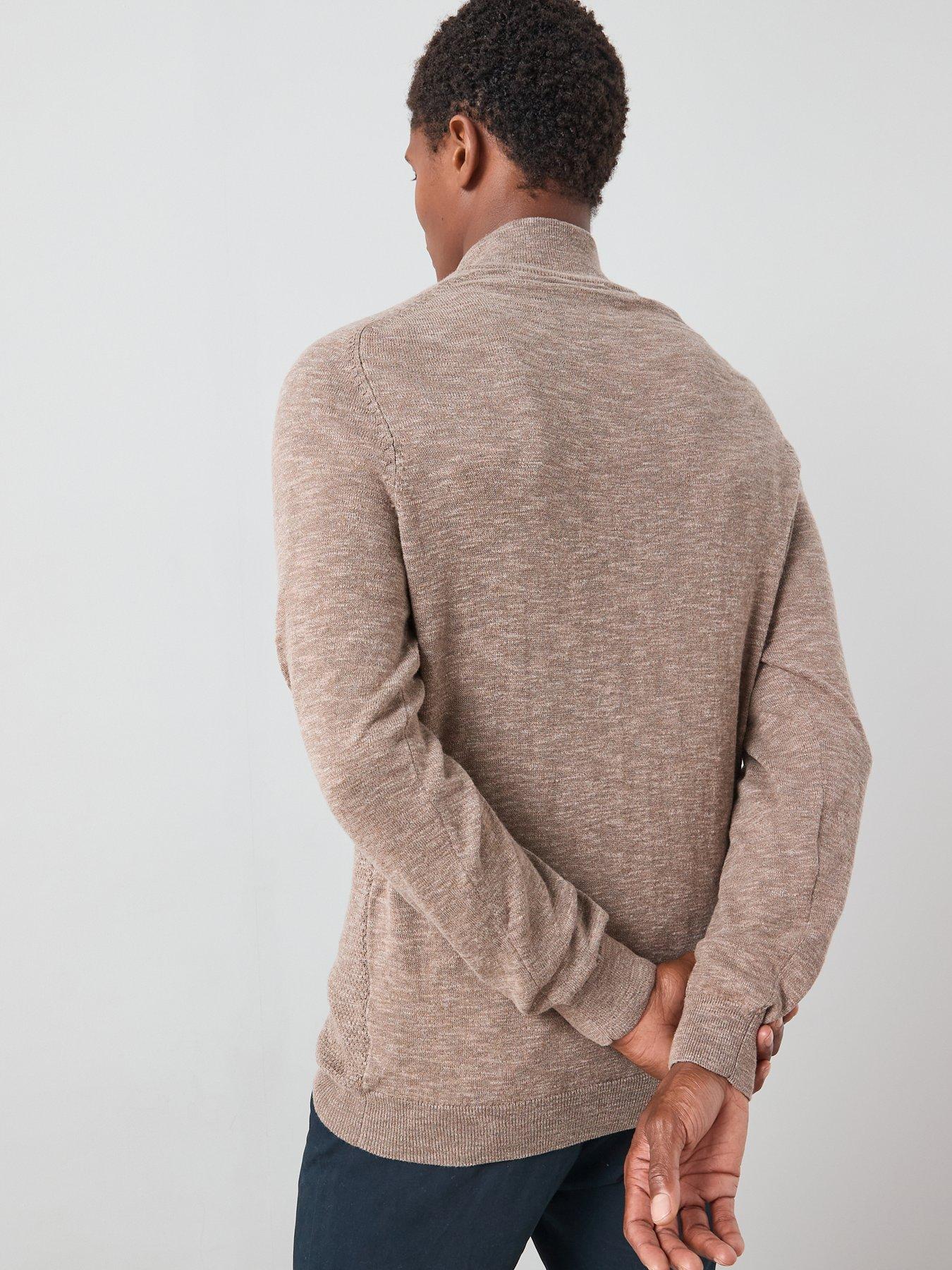 Image 2 of 7 of The Very Collection Textured Tri-Marl 1/4 Zip Jumper - Beige