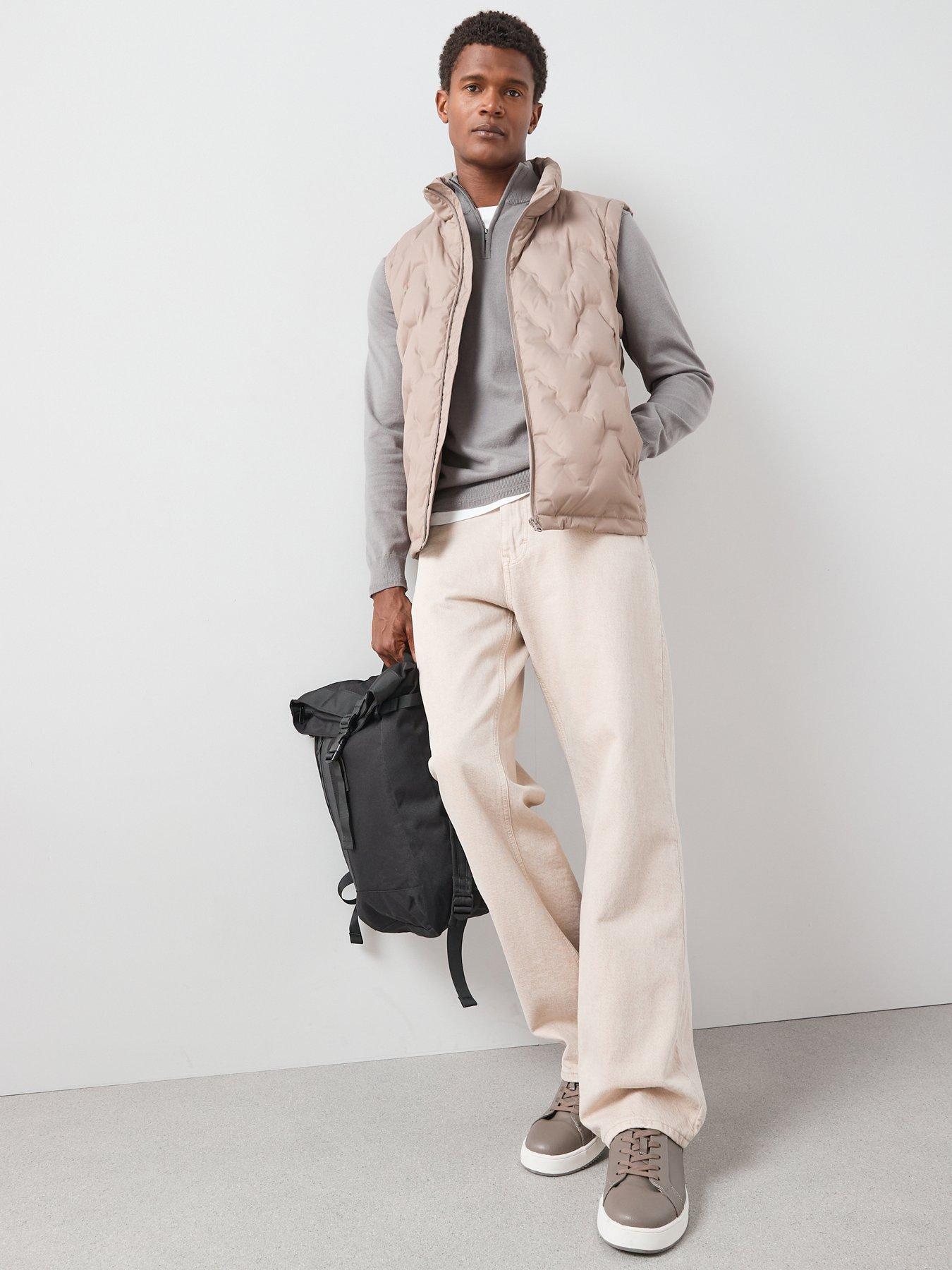 The Very Collection: Heatsealed Feather And Down Padded Gilet - Stone