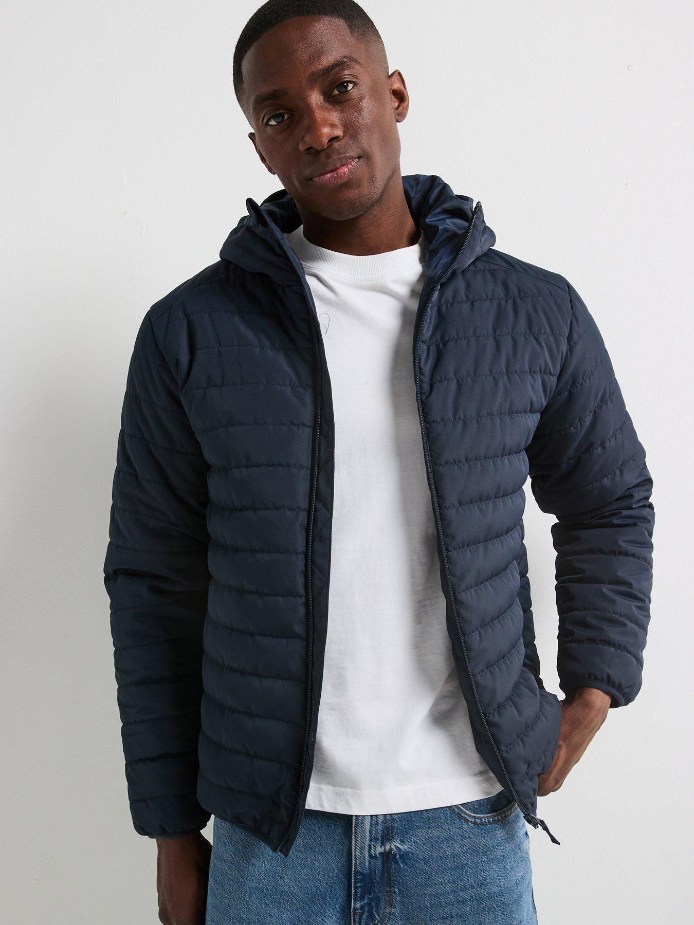 Very Man: Shower Resistant Lightweight Hooded Padded Jacket - Navy