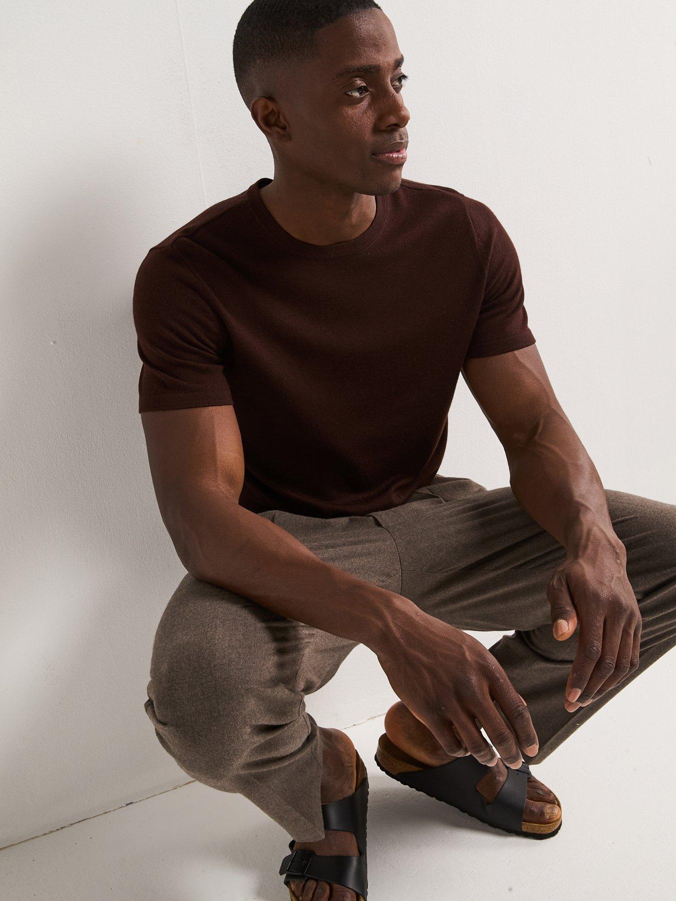 undefined Merino Wool Short Sleeve Jumper - Brown