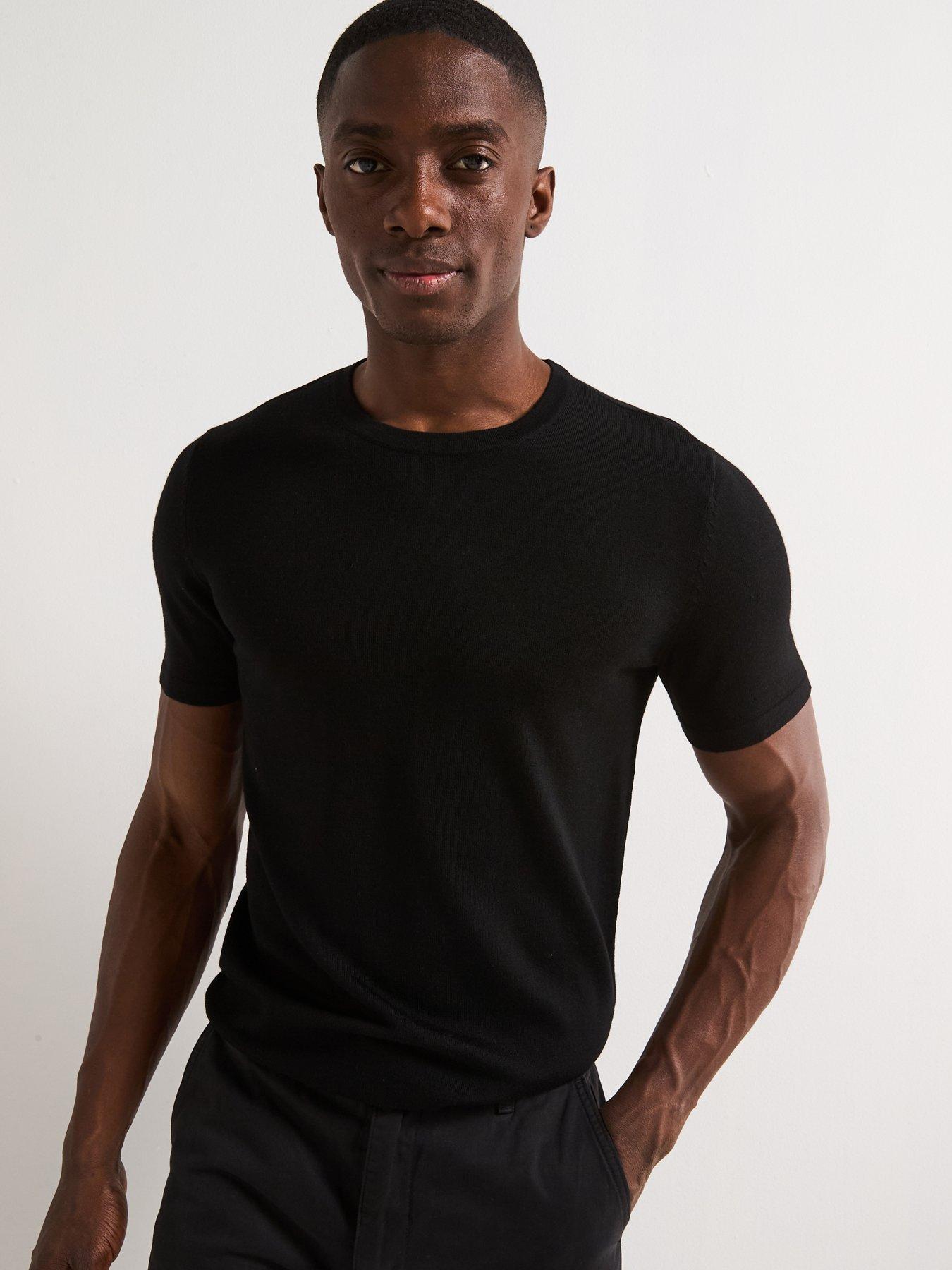 undefined Merino Wool Short Sleeve Crew Neck Knitted T-shirt - Black