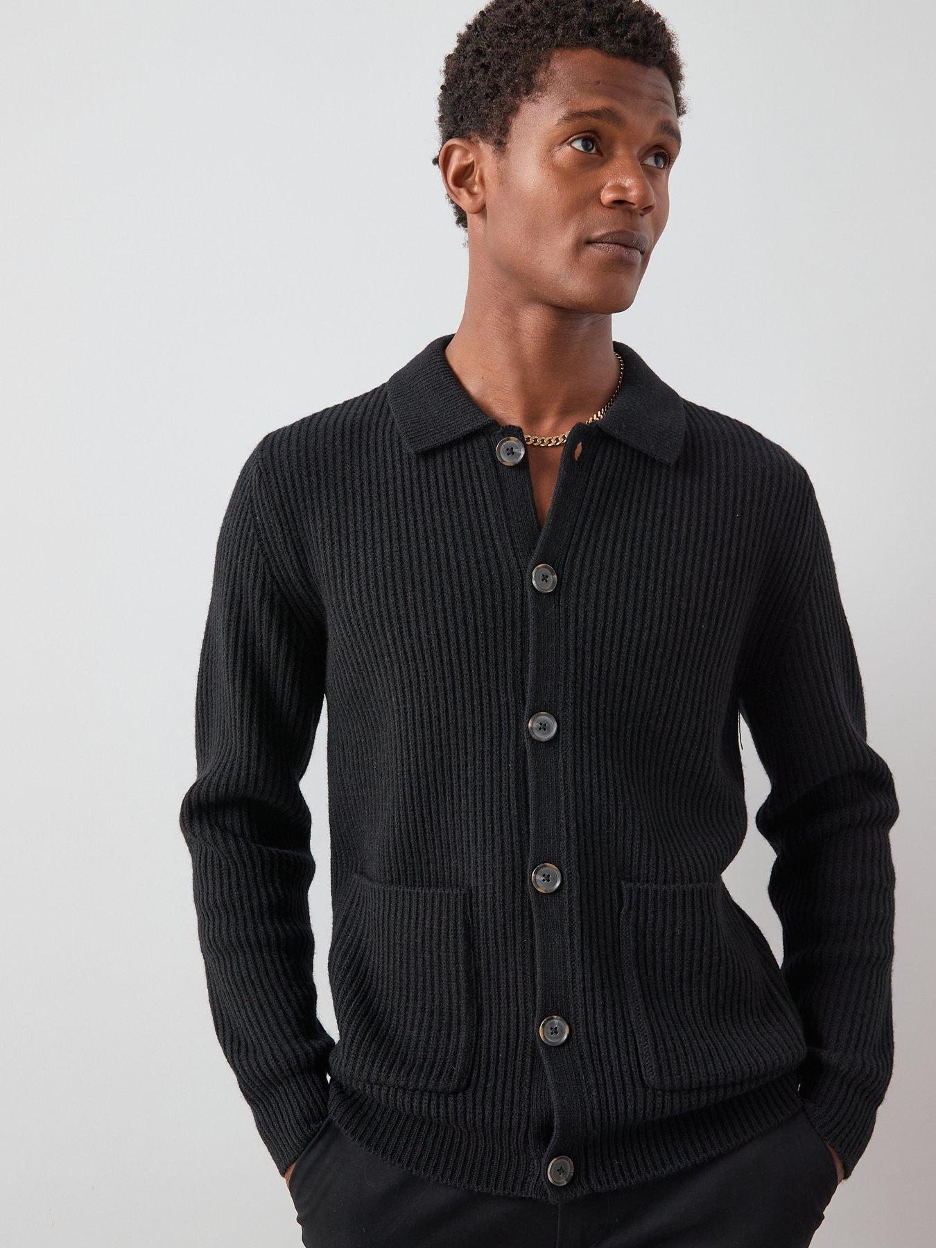 Image 4 of 7 of Very Man Supersoft Button Through Cardigan - Black