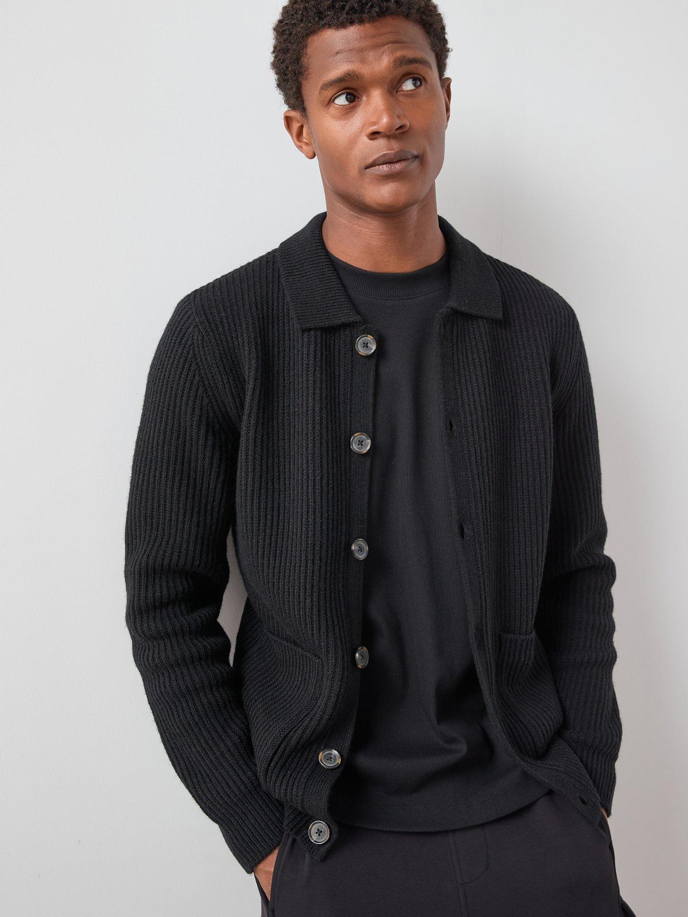 Image 6 of 7 of Very Man Supersoft Button Through Cardigan - Black
