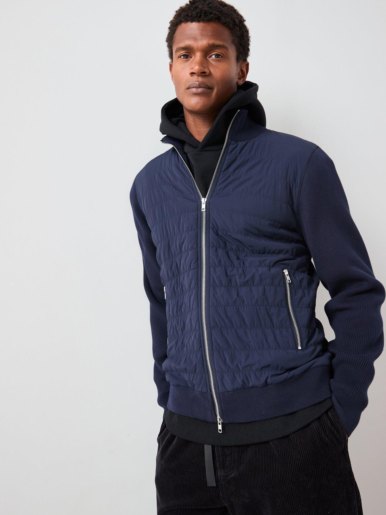 The Very Collection Hybrid Knit Funnel Jacket With Cotton - Navy