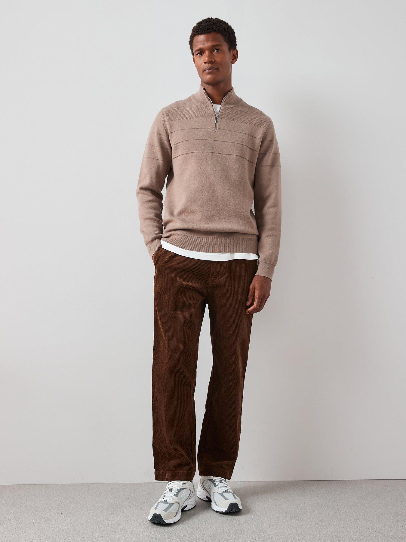 Image 5 of 7 of The Very Collection Textured Stripe 1/4 Zip with Cotton - Mushroom