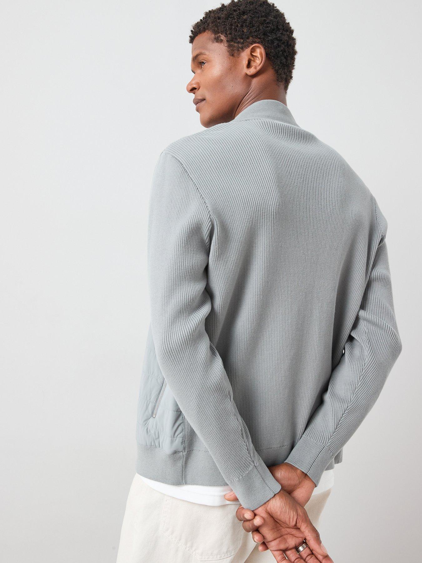 Image 2 of 7 of The Very Collection Hybrid Knit Funnel Jacket With Cotton - Light Grey