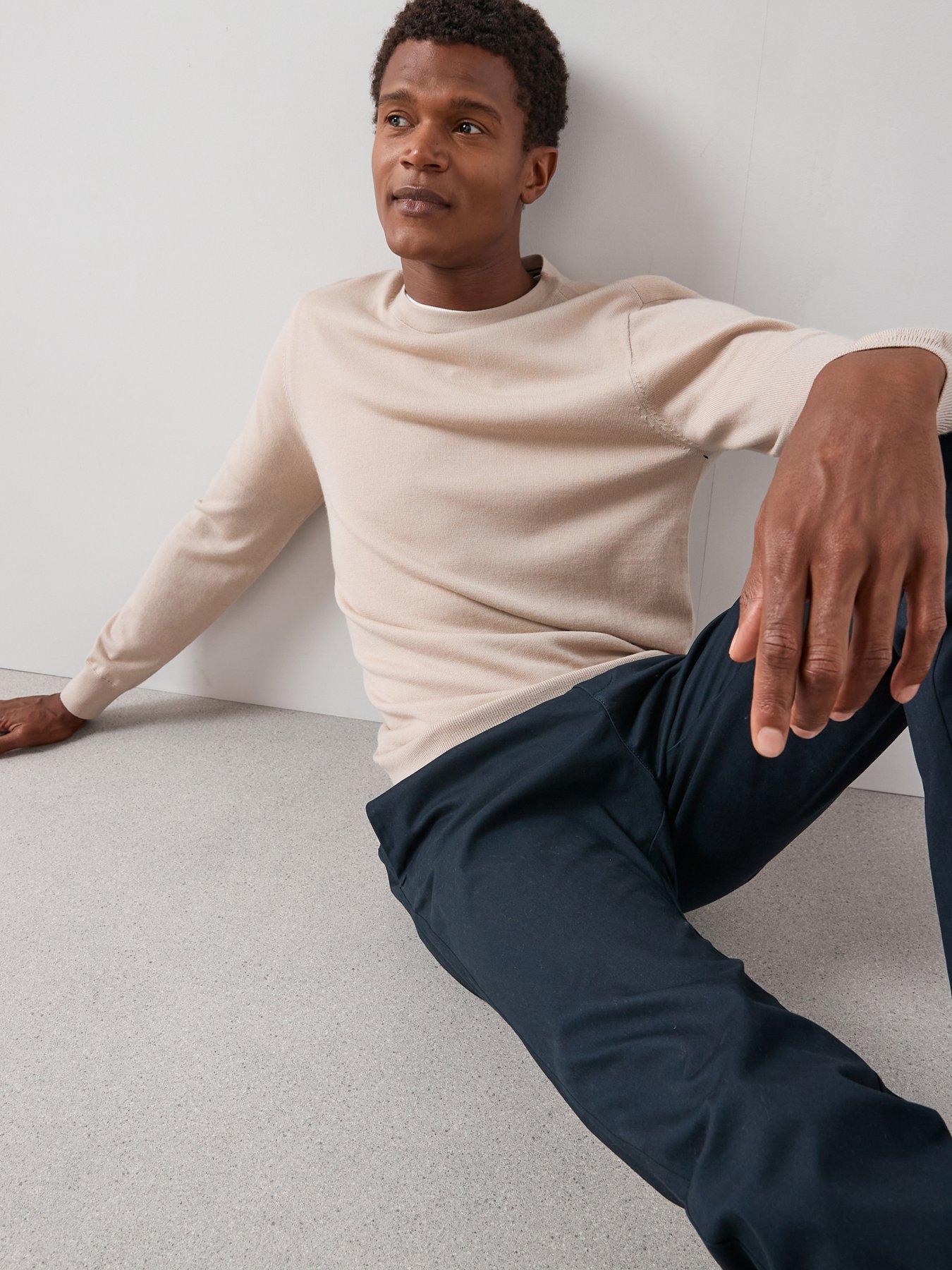 undefined Merino Wool Long Sleeve Crew - Beige