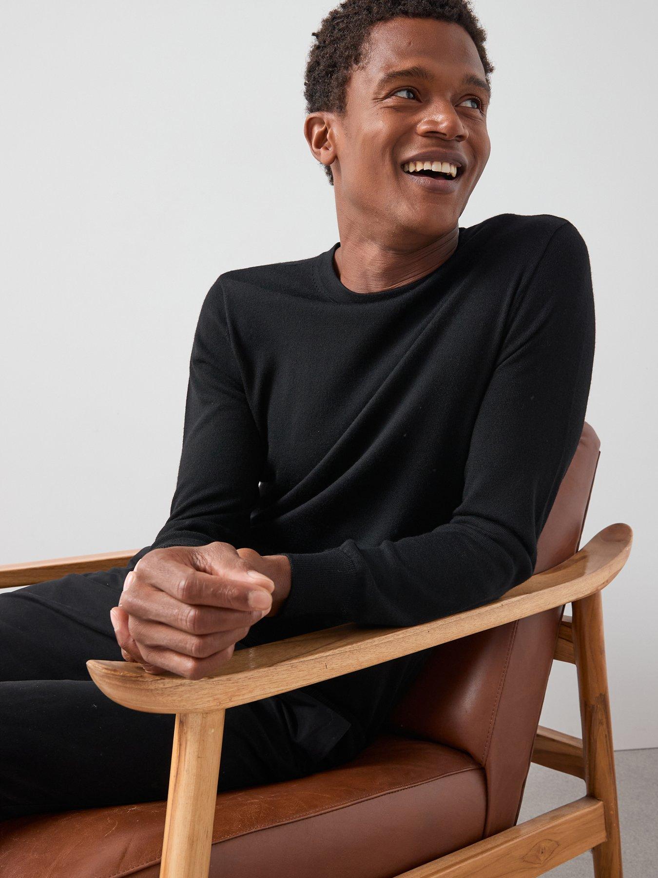 Very Man Merino Wool Long Sleeve Crew - Black