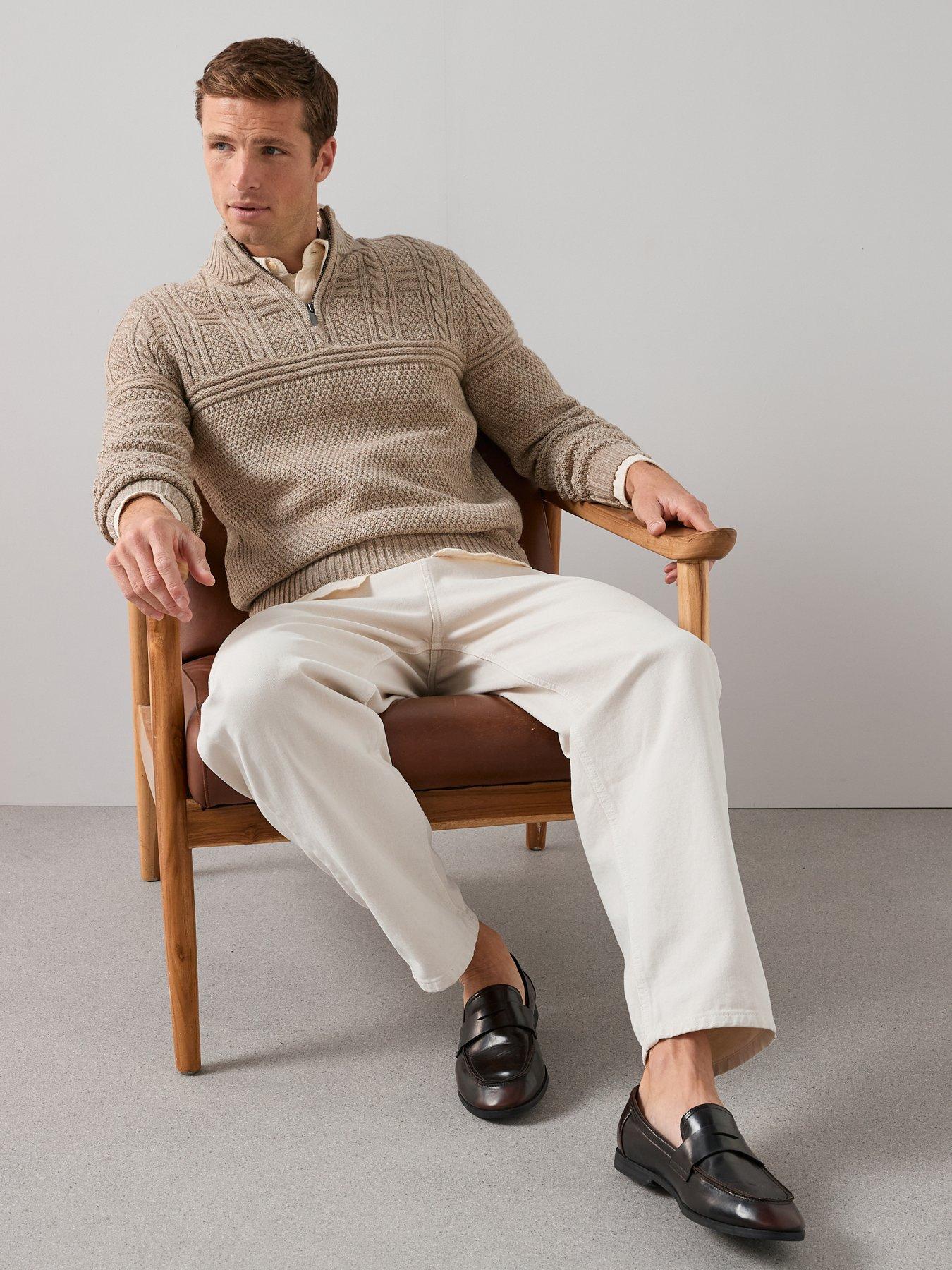 Image 5 of 6 of The Very Collection Cable Knit 1/4 Zip Jumper With Wool - Beige
