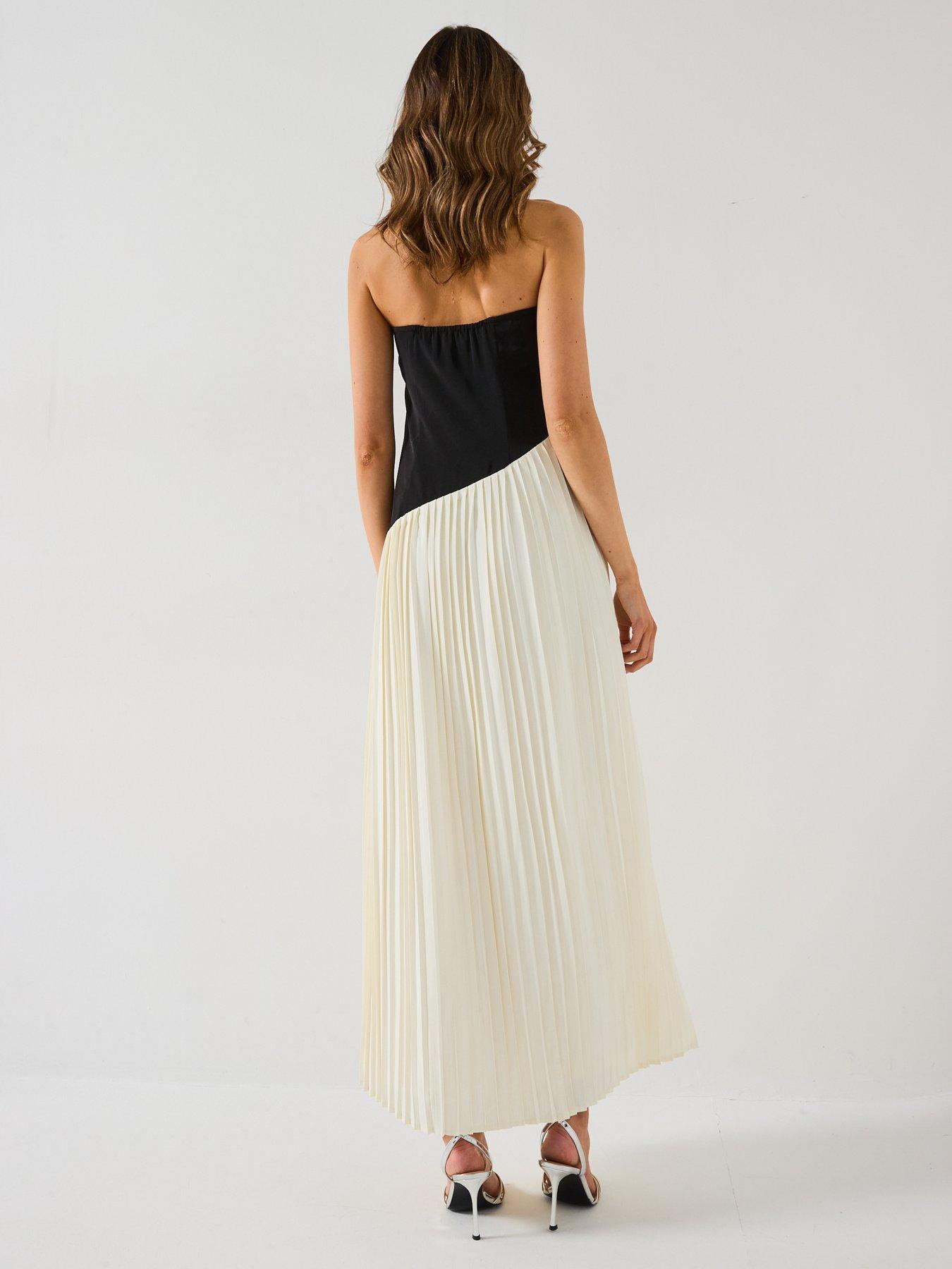 Image 2 of 6 of Six Stories Contrast Bandeau Pleated Maxi Dress - Multi