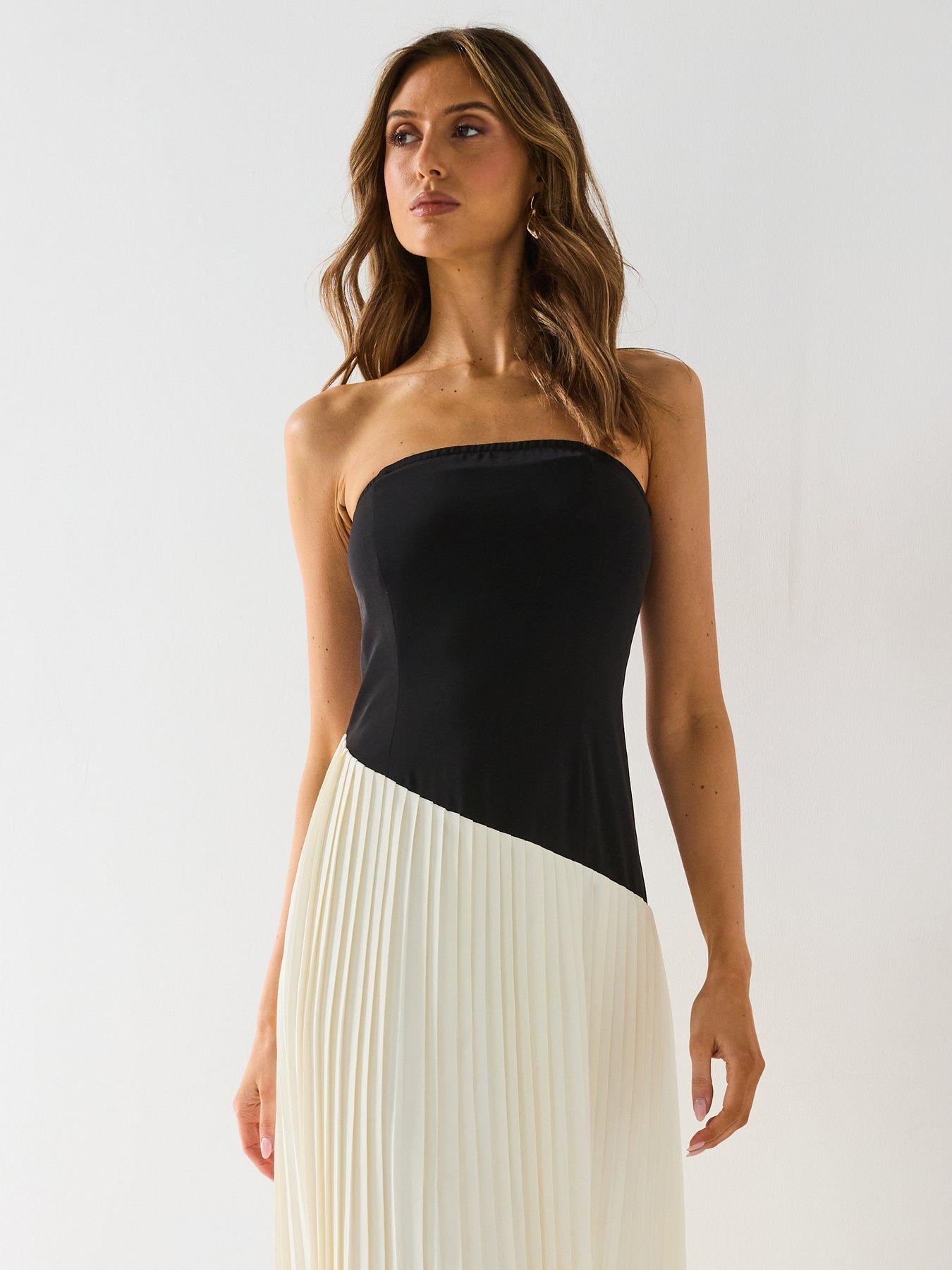 Image 3 of 6 of Six Stories Contrast Bandeau Pleated Maxi Dress - Multi