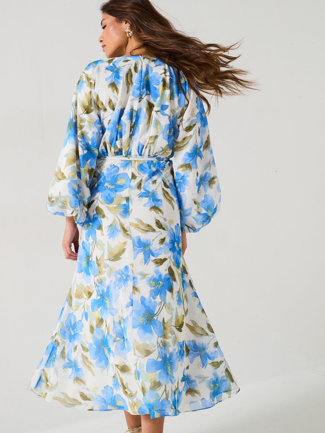 Image 2 of 6 of Six Stories Floral Balloon Sleeve Maxi Dress