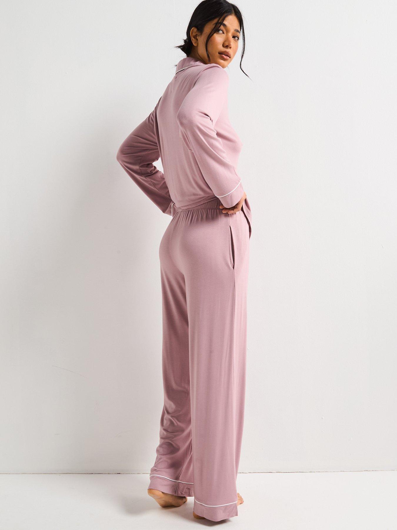 Image 2 of 6 of V by Very Long Sleeve Soft Touch Jersey Revere Pyjama Set - Purple