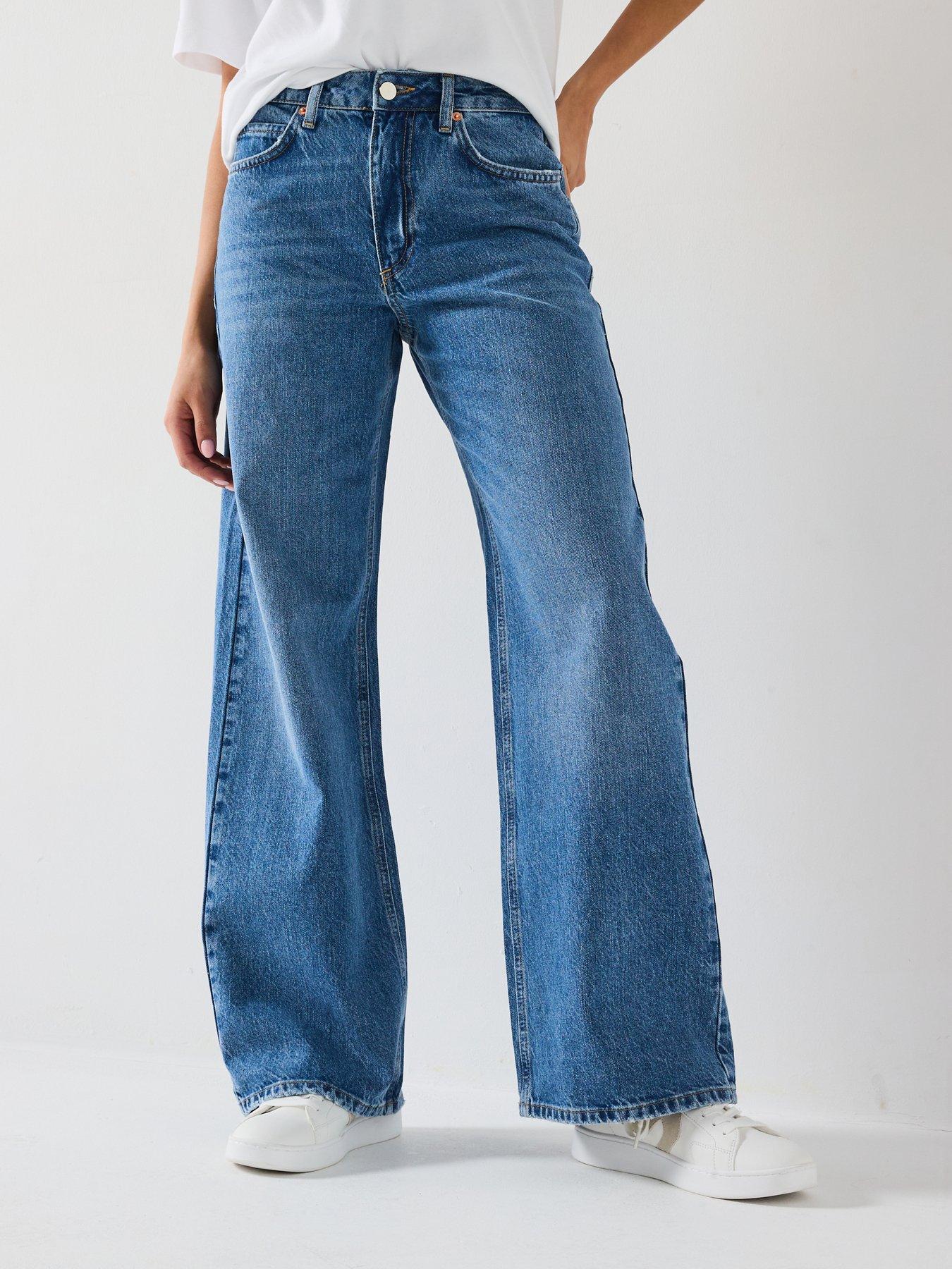 Image 1 of 6 of V by Very Low Slung Baggy Jeans - Mid Wash